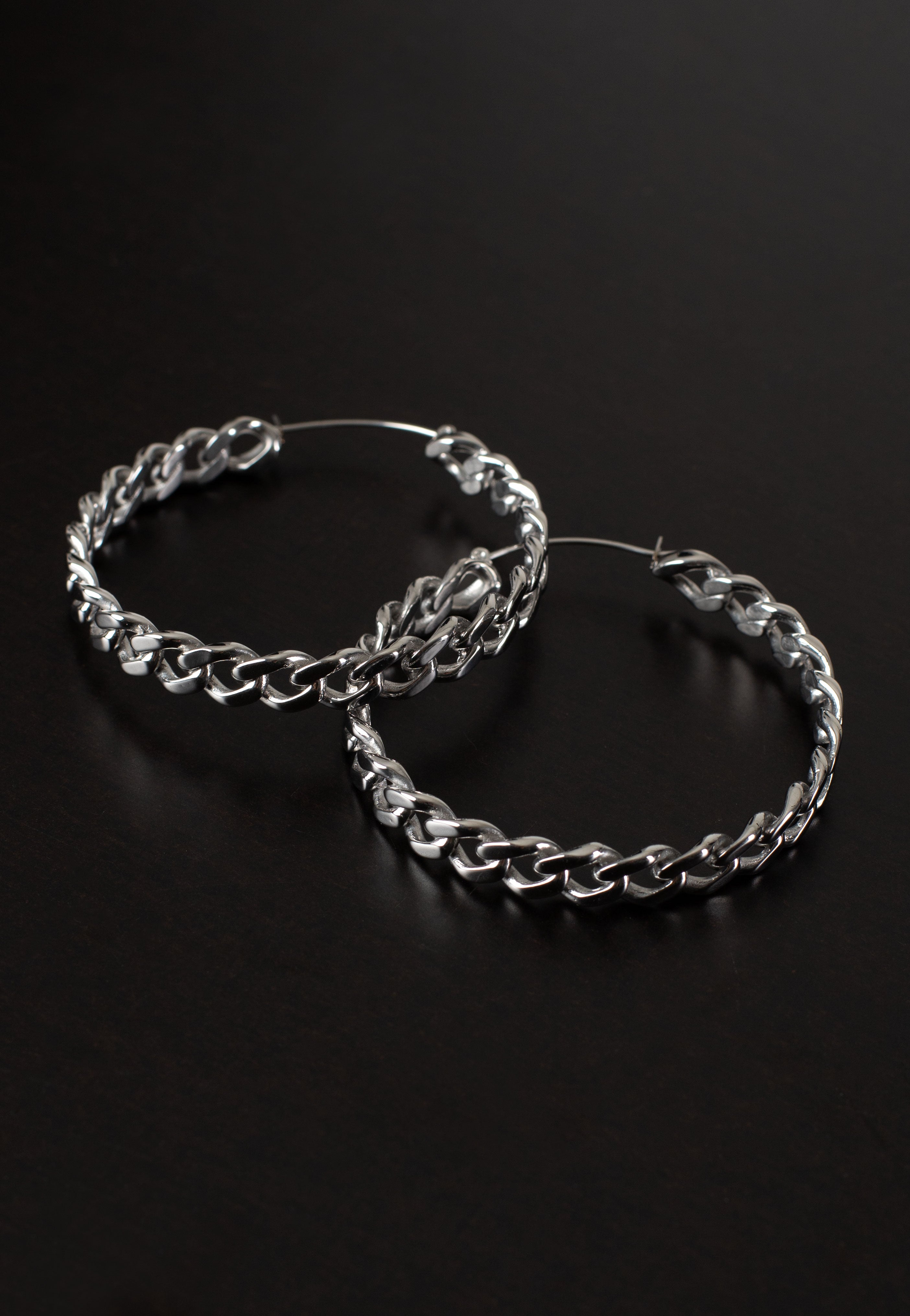Wildcat - Curbchain Hoops Silver - Earrings | Neutral-Image