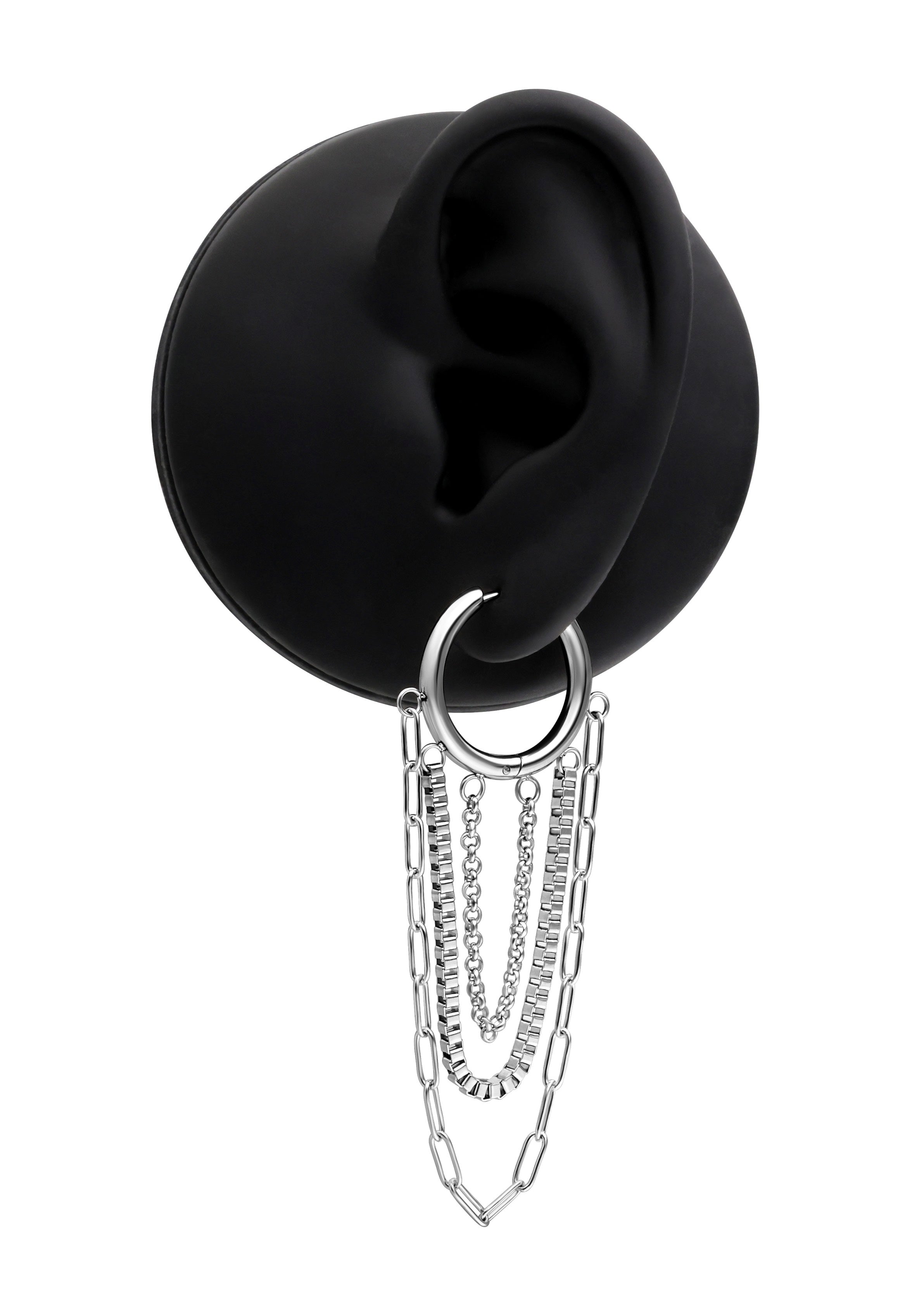 Wildcat - Multilayer Chain Hoops Pair Silver - Earrings | Neutral-Image