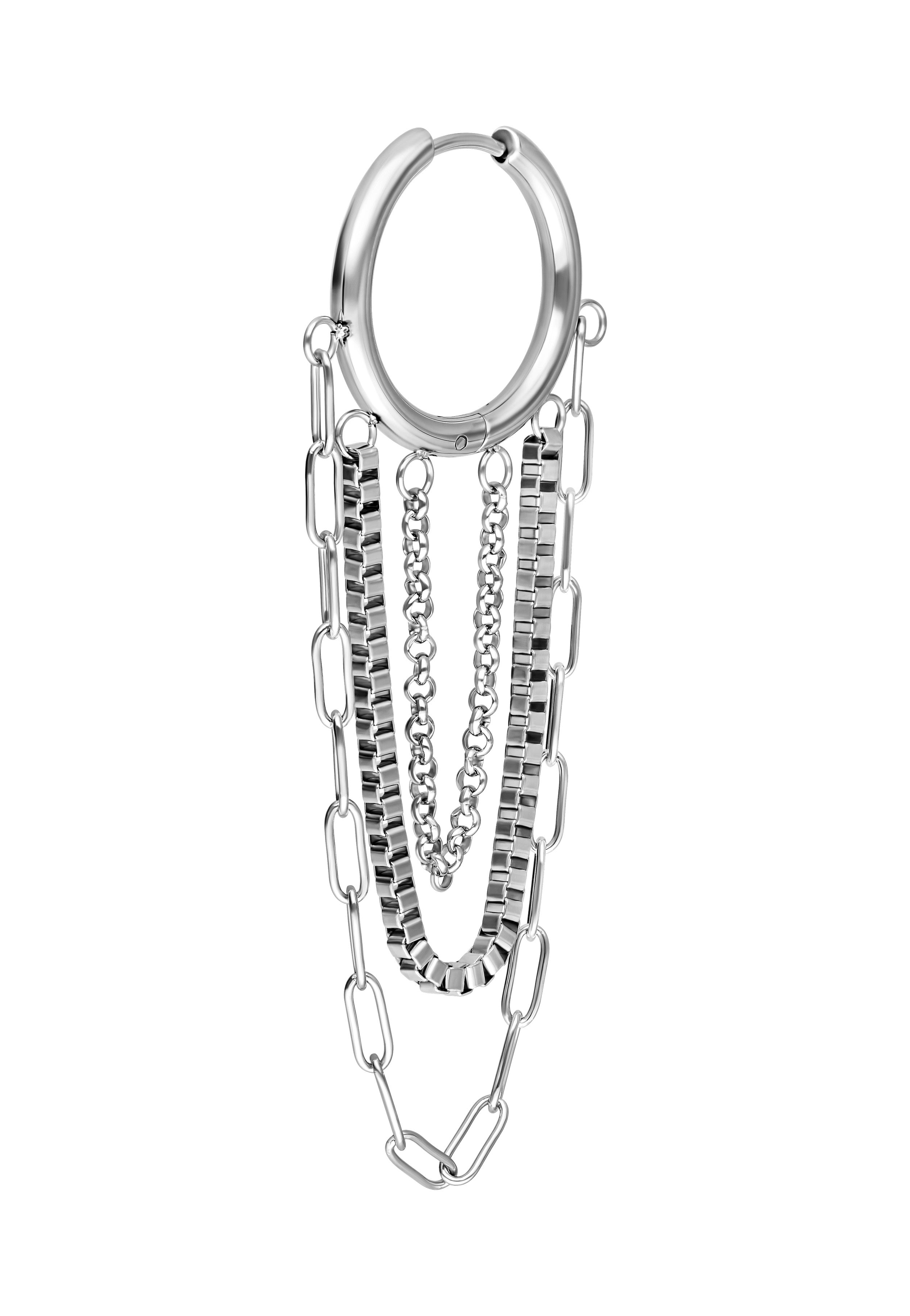 Wildcat - Multilayer Chain Hoops Pair Silver - Earrings | Neutral-Image