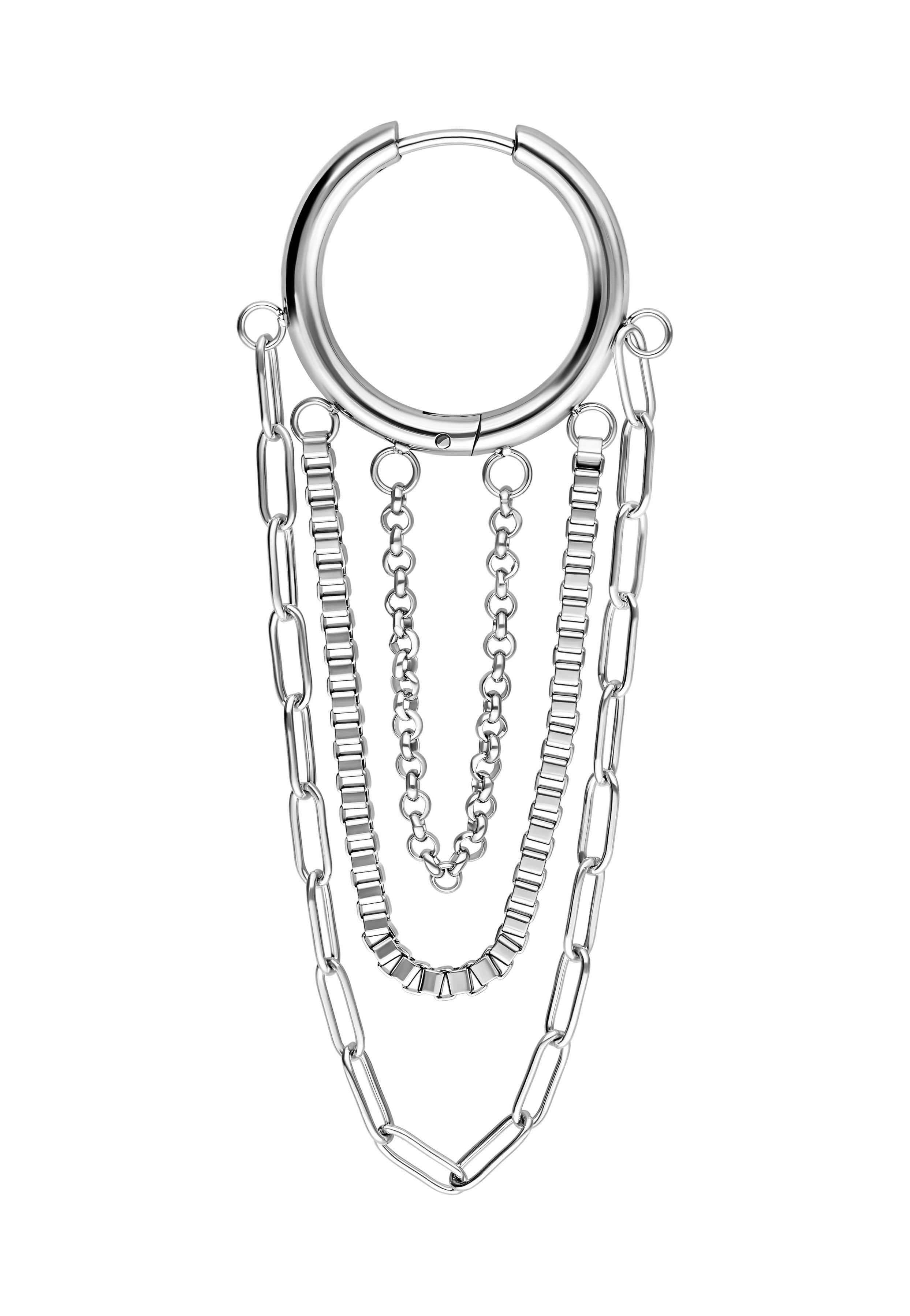 Wildcat - Multilayer Chain Hoops Pair Silver - Earrings | Neutral-Image