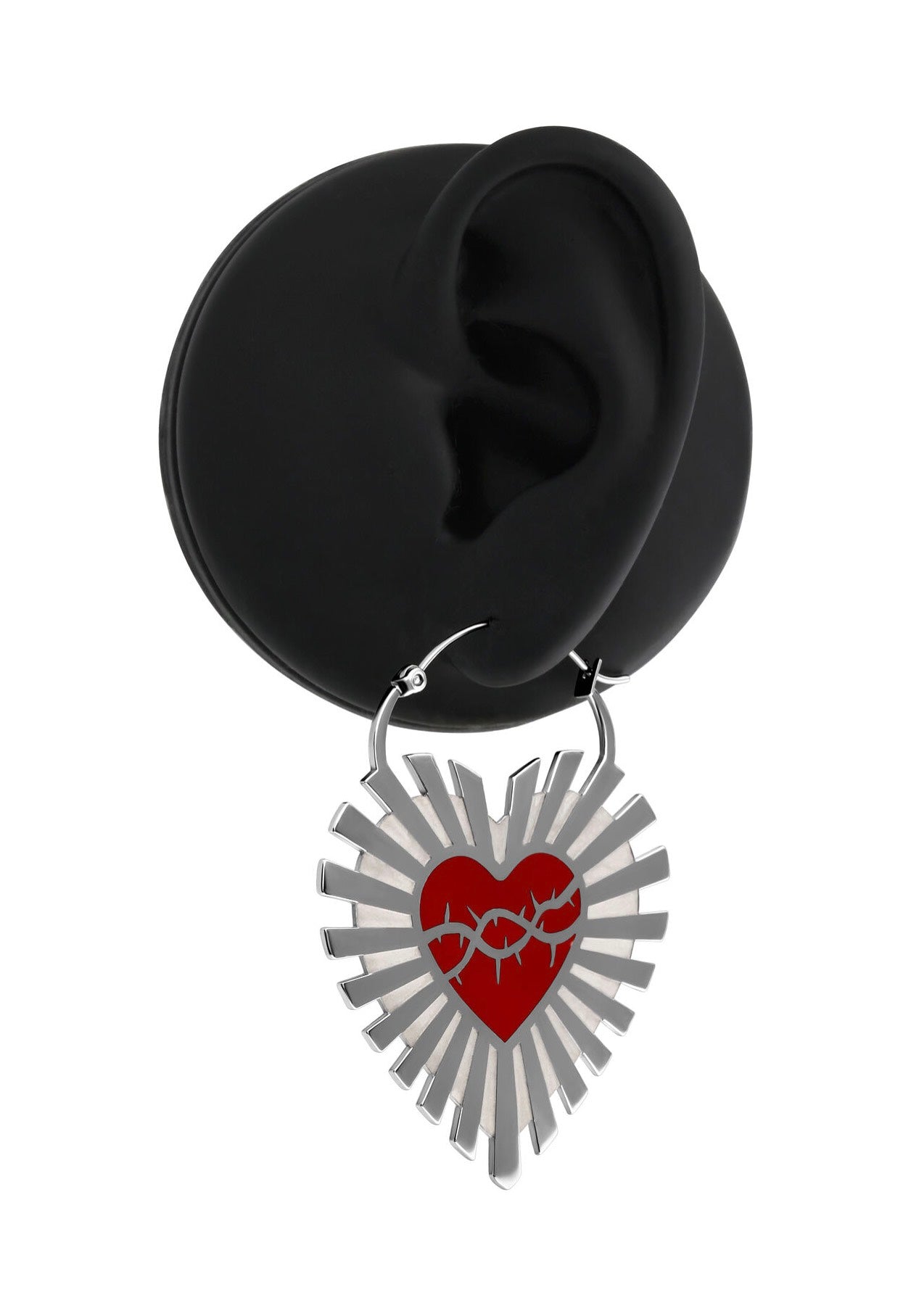 Wildcat - Barbed Wire Sacred Heart Silver - Earrings | Neutral-Image