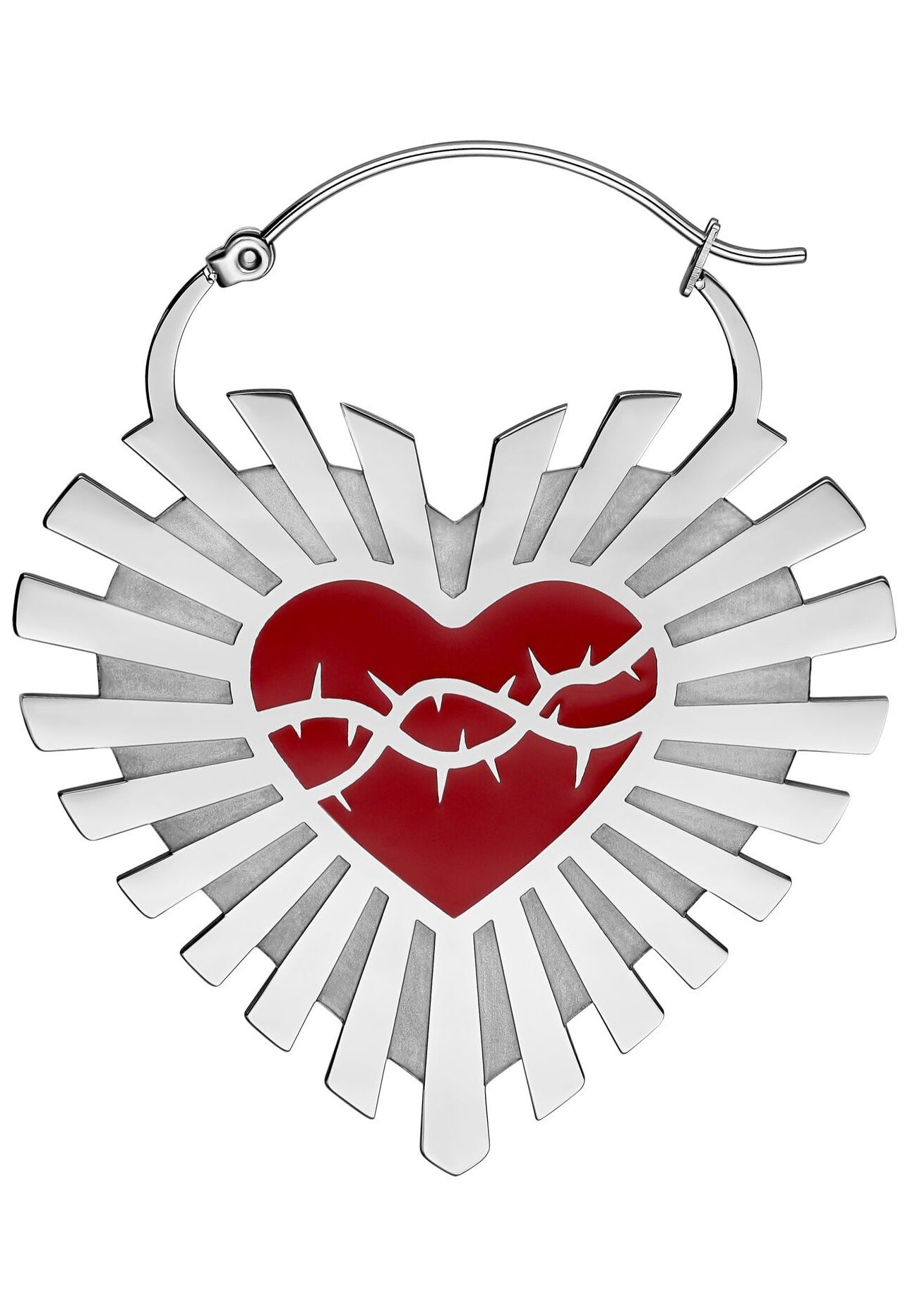 Wildcat - Barbed Wire Sacred Heart Silver - Earrings | Neutral-Image