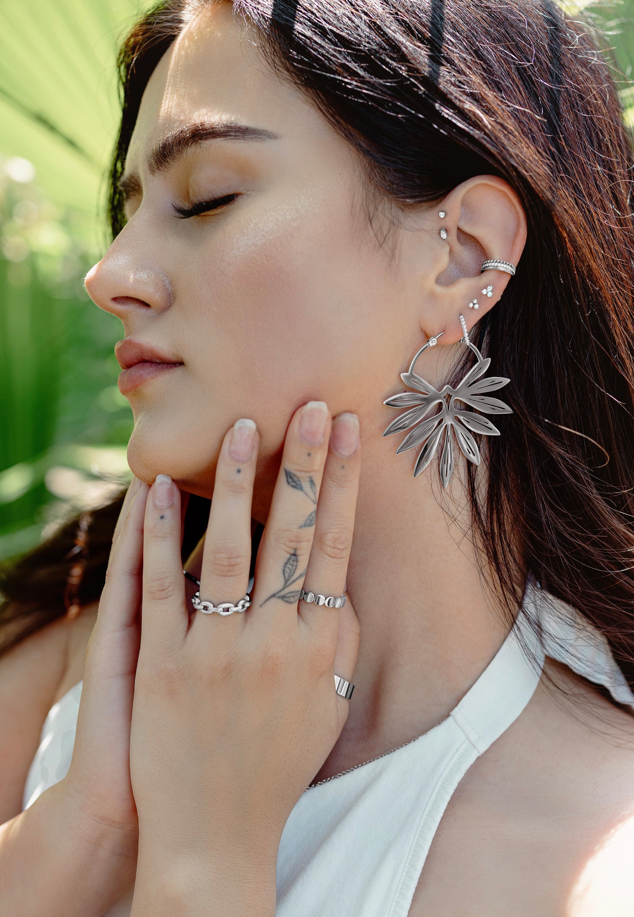 Wildcat - Bamboo Hoops Pair Silver - Earrings | Neutral-Image