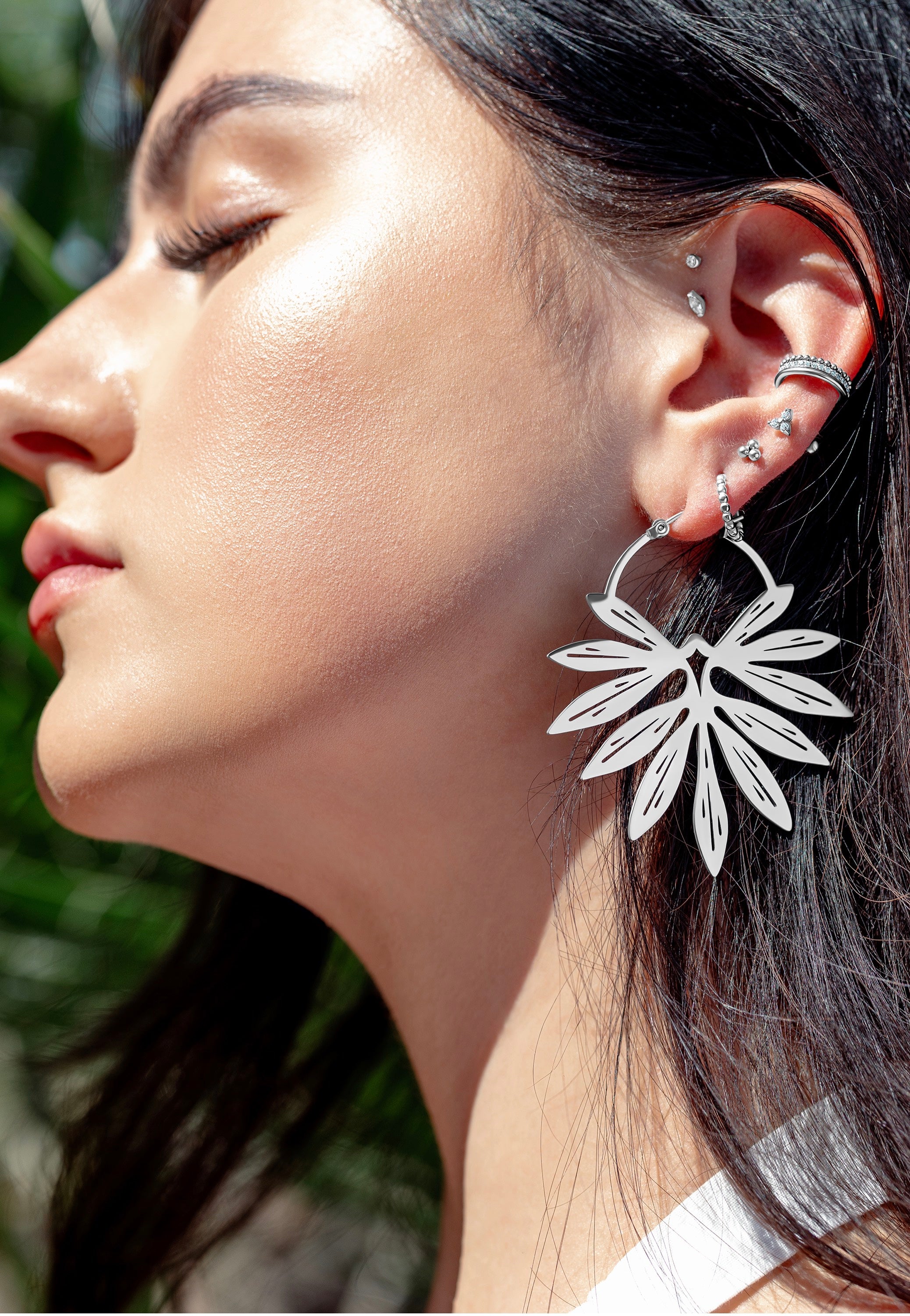 Wildcat - Bamboo Hoops Pair Silver - Earrings | Neutral-Image