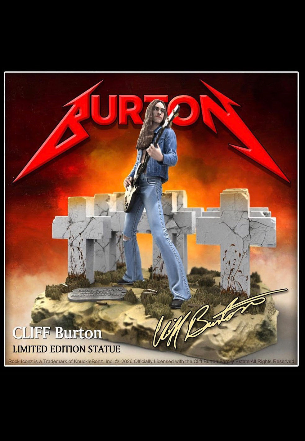 Metallica Cliff Burton III Rock Iconz Statue
