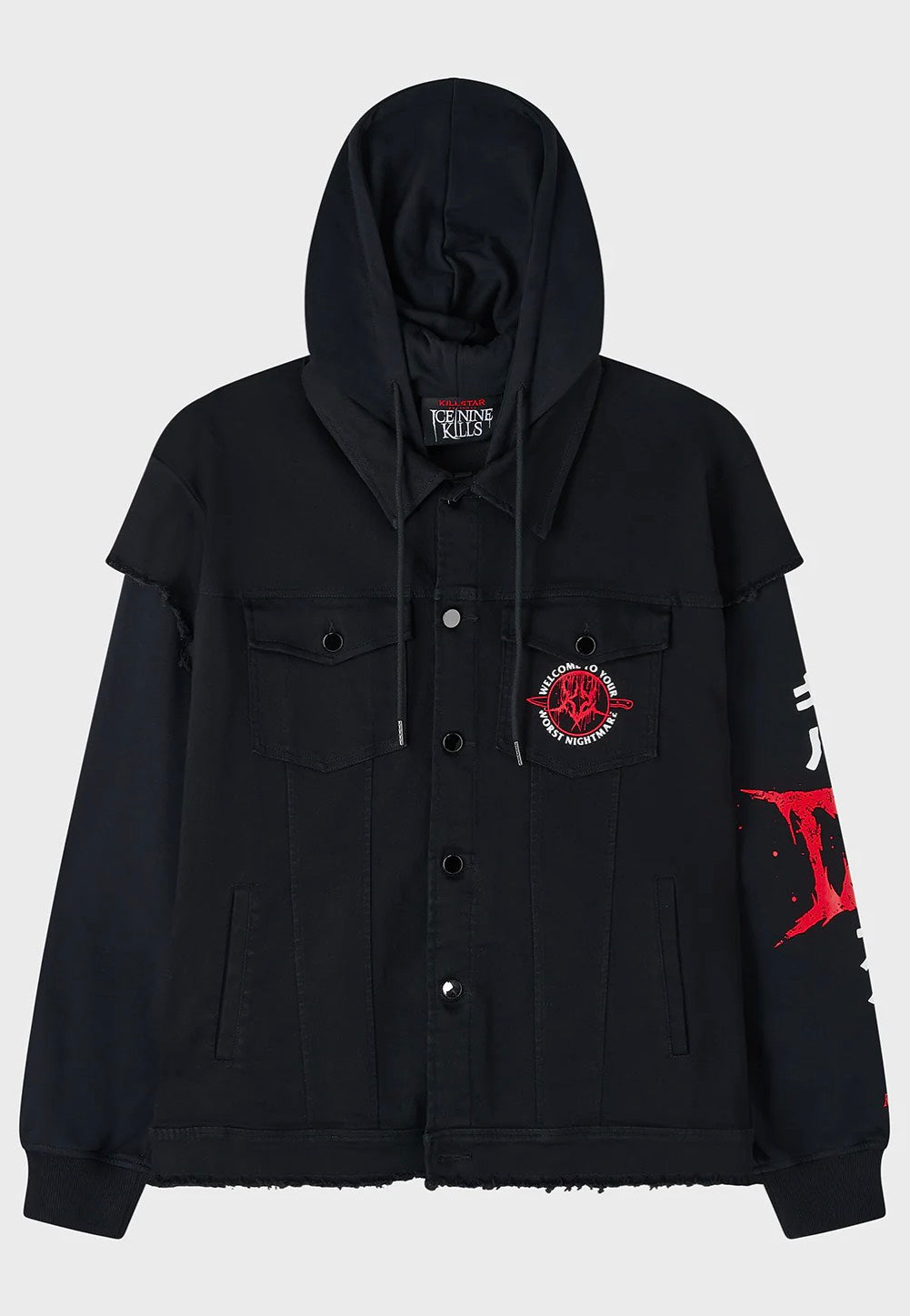 Killstar x Ice Nine Kills - Your Worst Nightmare Hooded Black - Jeans Jacket | Men-Image