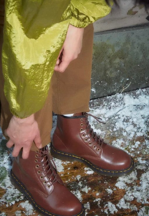 Dr. Martens - Vegan 1460 Brown Norfolk Flat & Brown Borg Fleece - Shoes