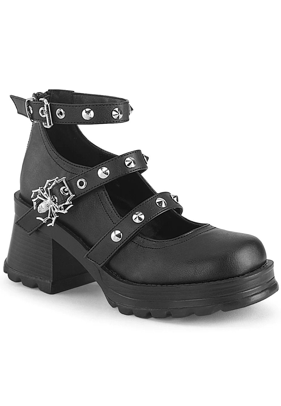 DemoniaCult - Bratty 30 Black Vegan Leather - Girl Sandals