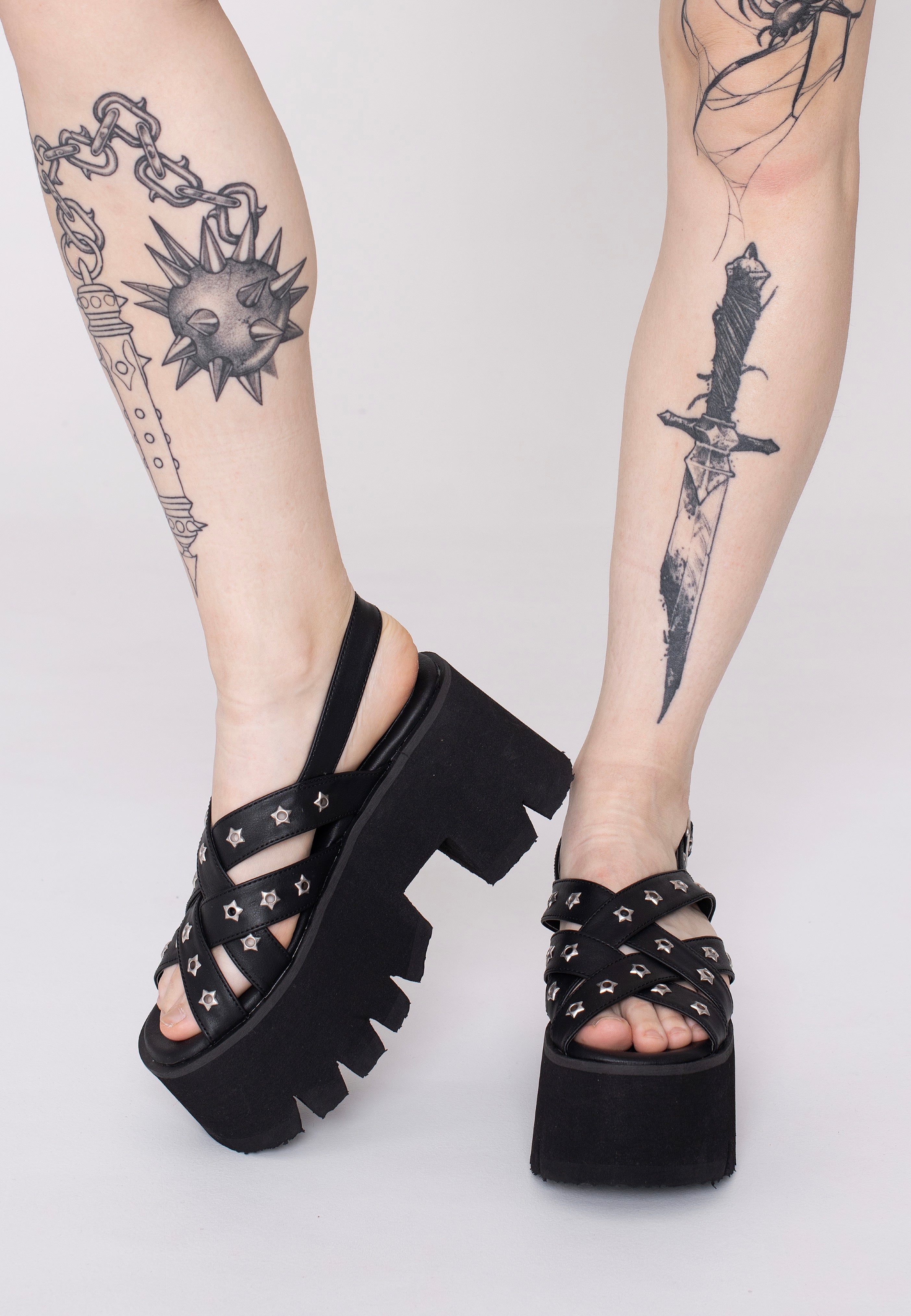DemoniaCult - Ashes 12 Black Vegan Leather - Girl Sandals
