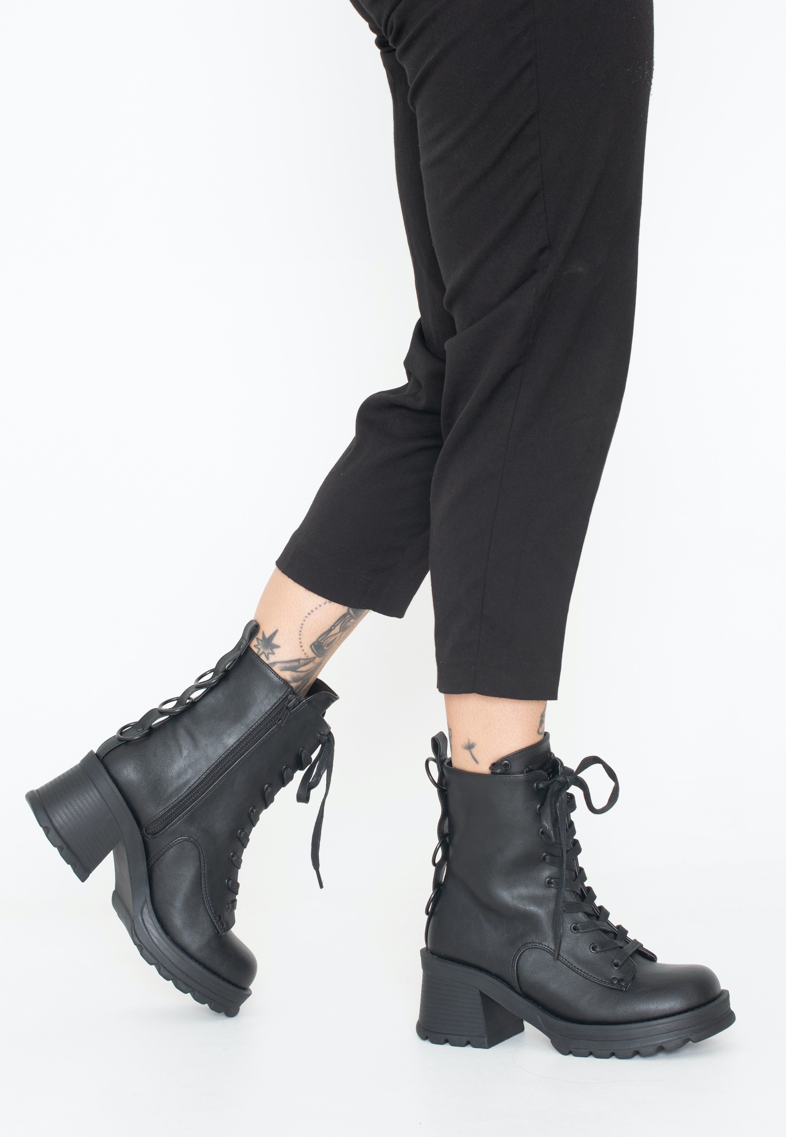 DemoniaCult - Bratty 50 Black Vegan Leather - Girl Shoes