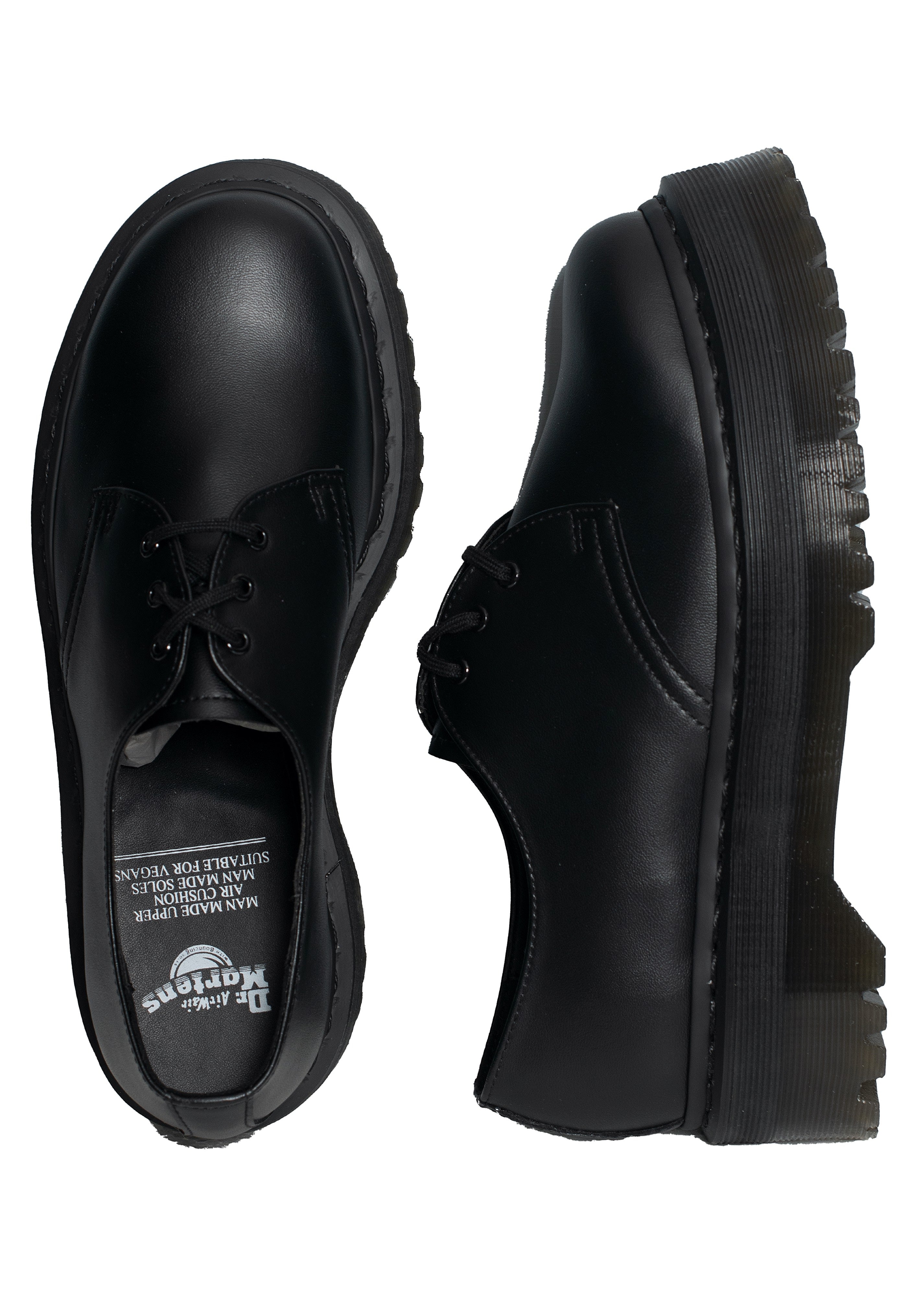 Dr. Martens - V 1461 Quad Mono Black Felix Rub Off - Girl Shoes