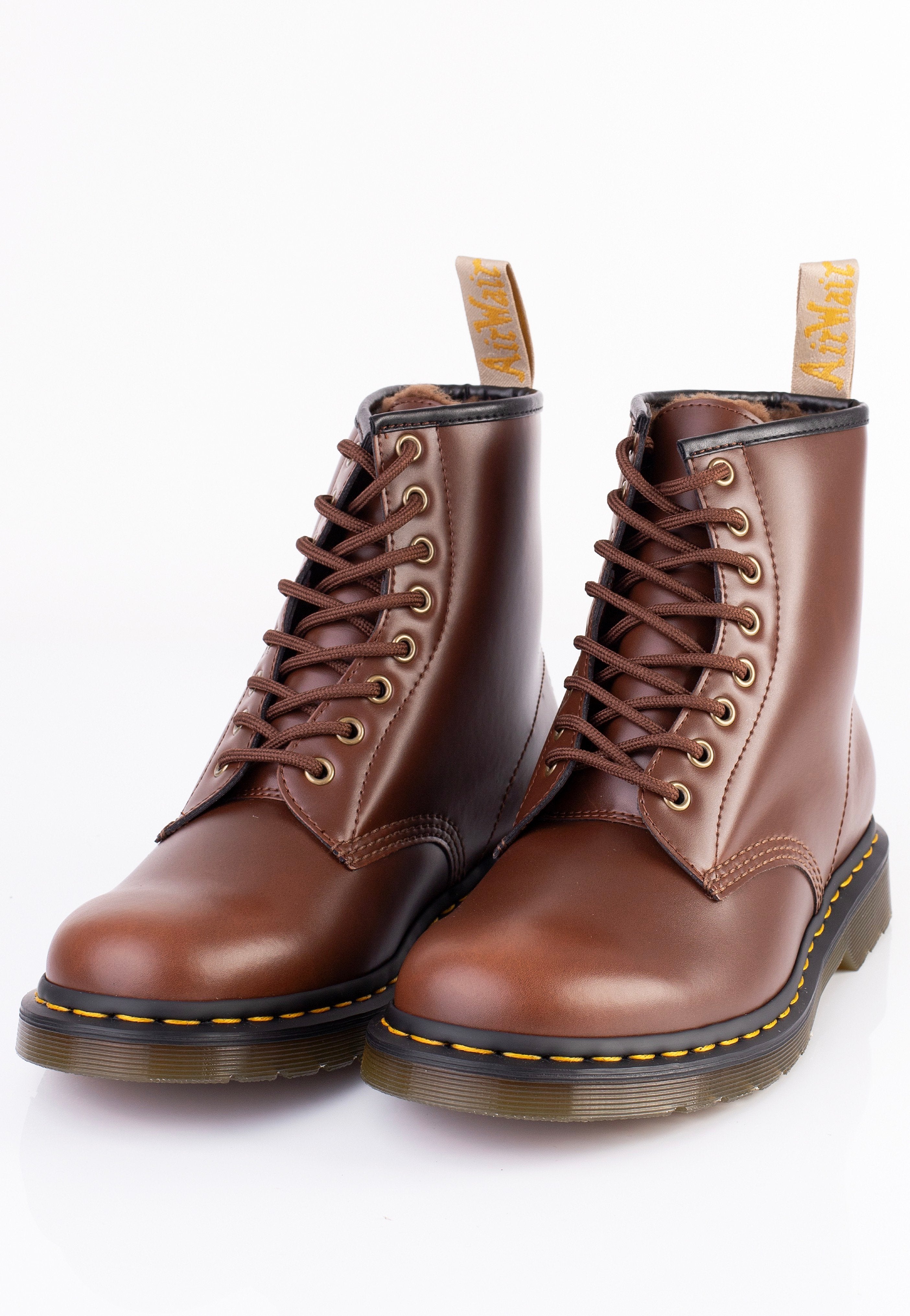 Dr. Martens - Vegan 1460 Brown Norfolk Flat & Brown Borg Fleece - Shoes