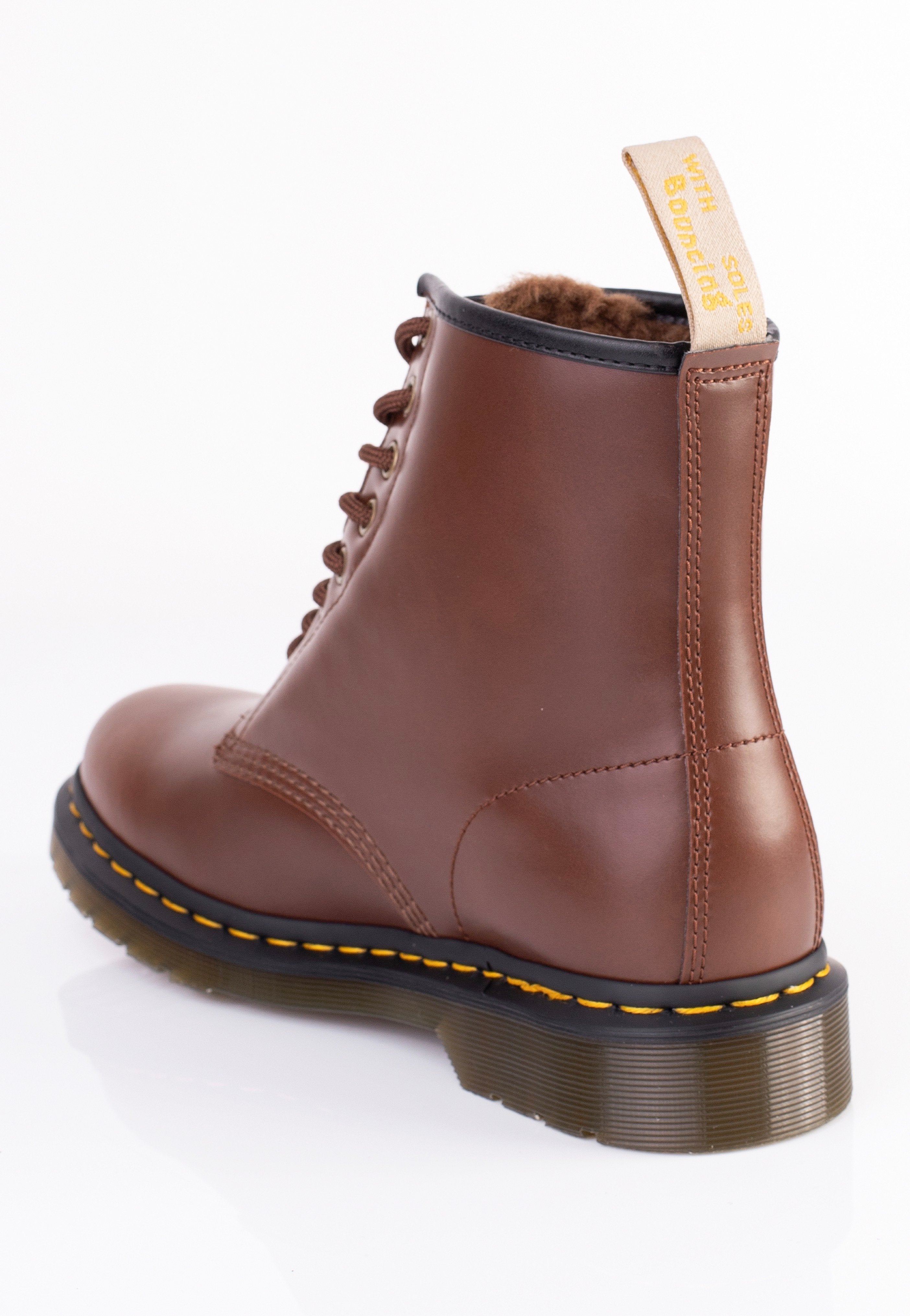 Dr. Martens Vegan 1460 Brown Norfolk Flat Brown Borg Fleece Shoe