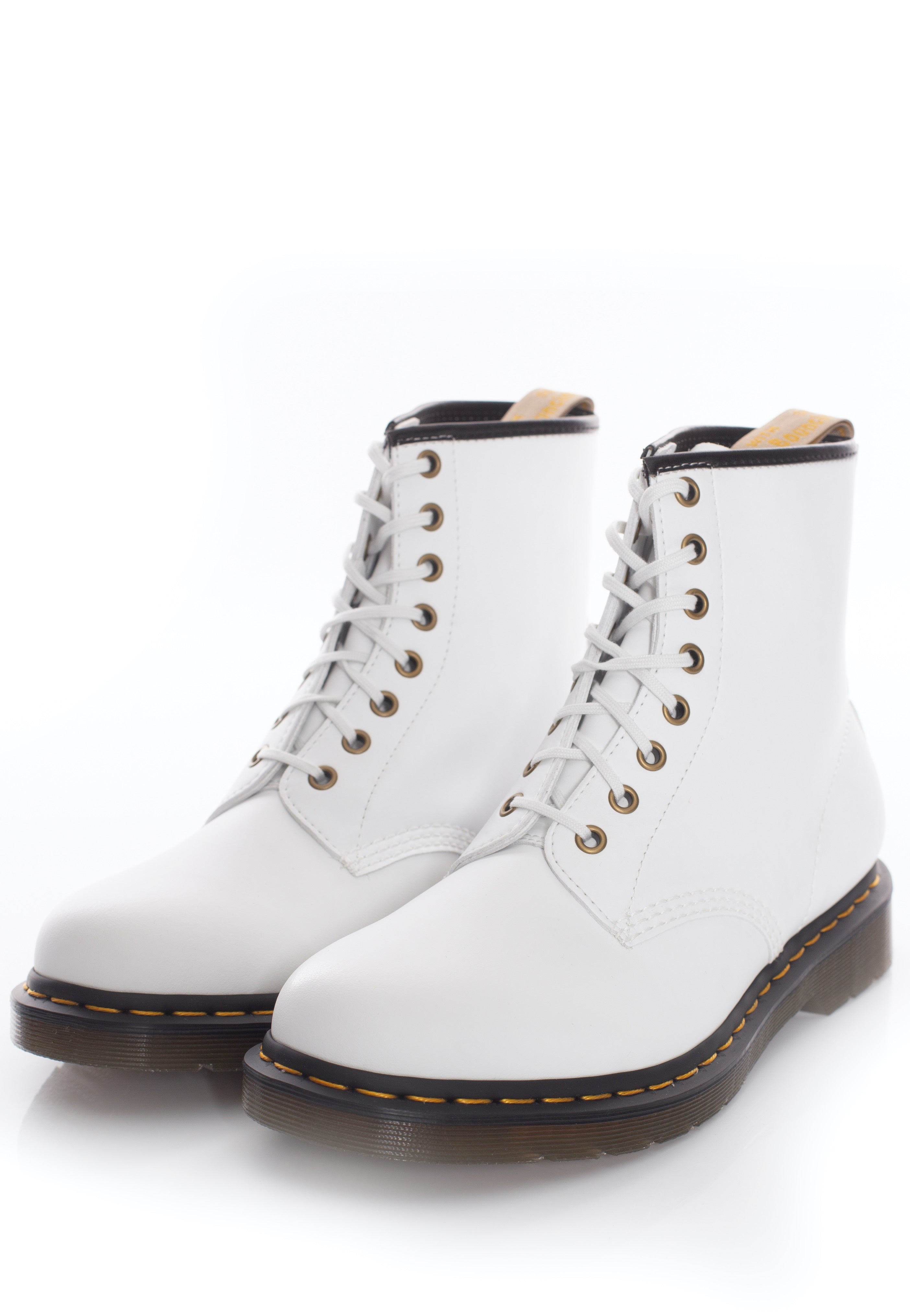 White doc martens vegan store