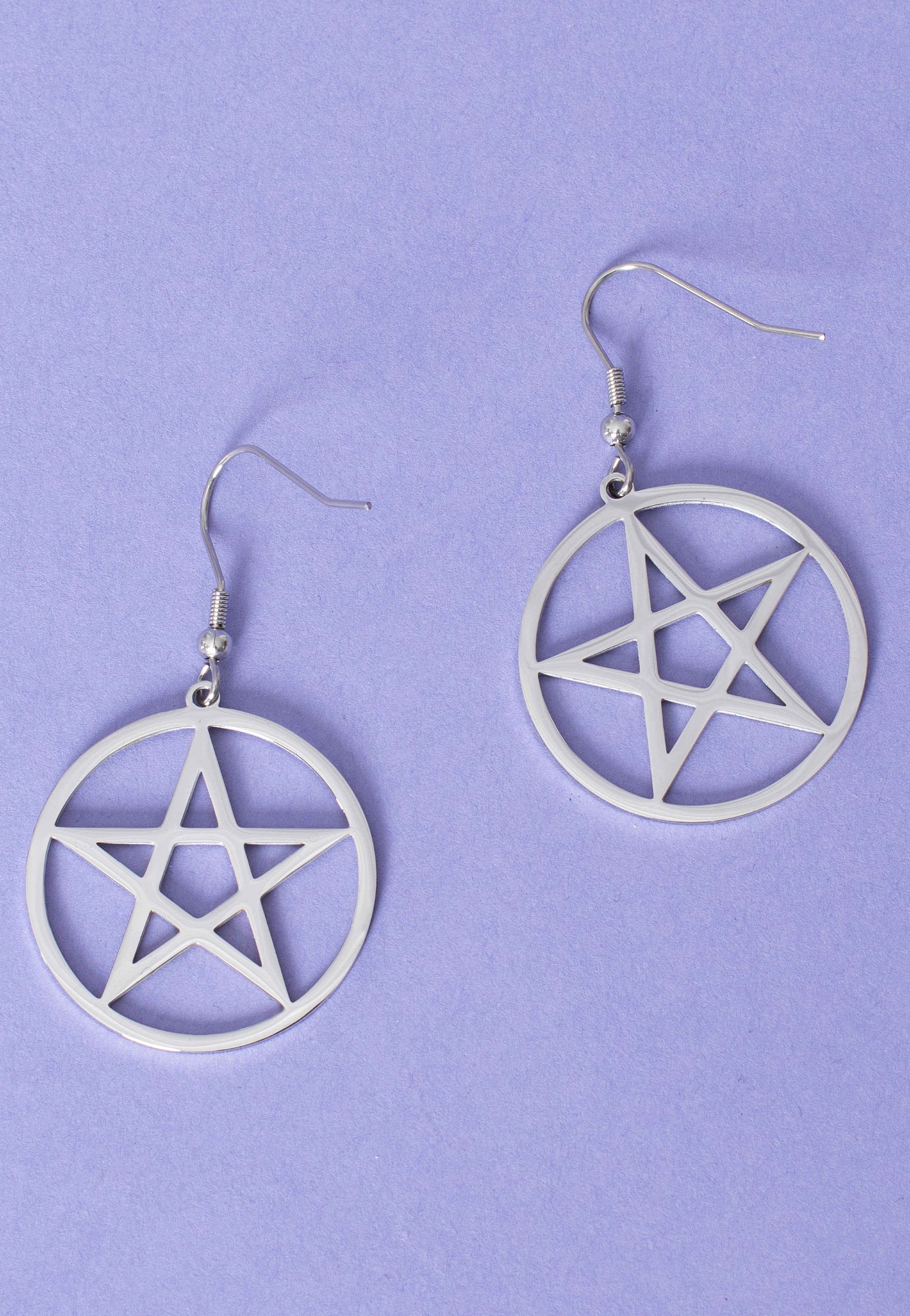 etNox - Big Pentagramm Silver - Earrings