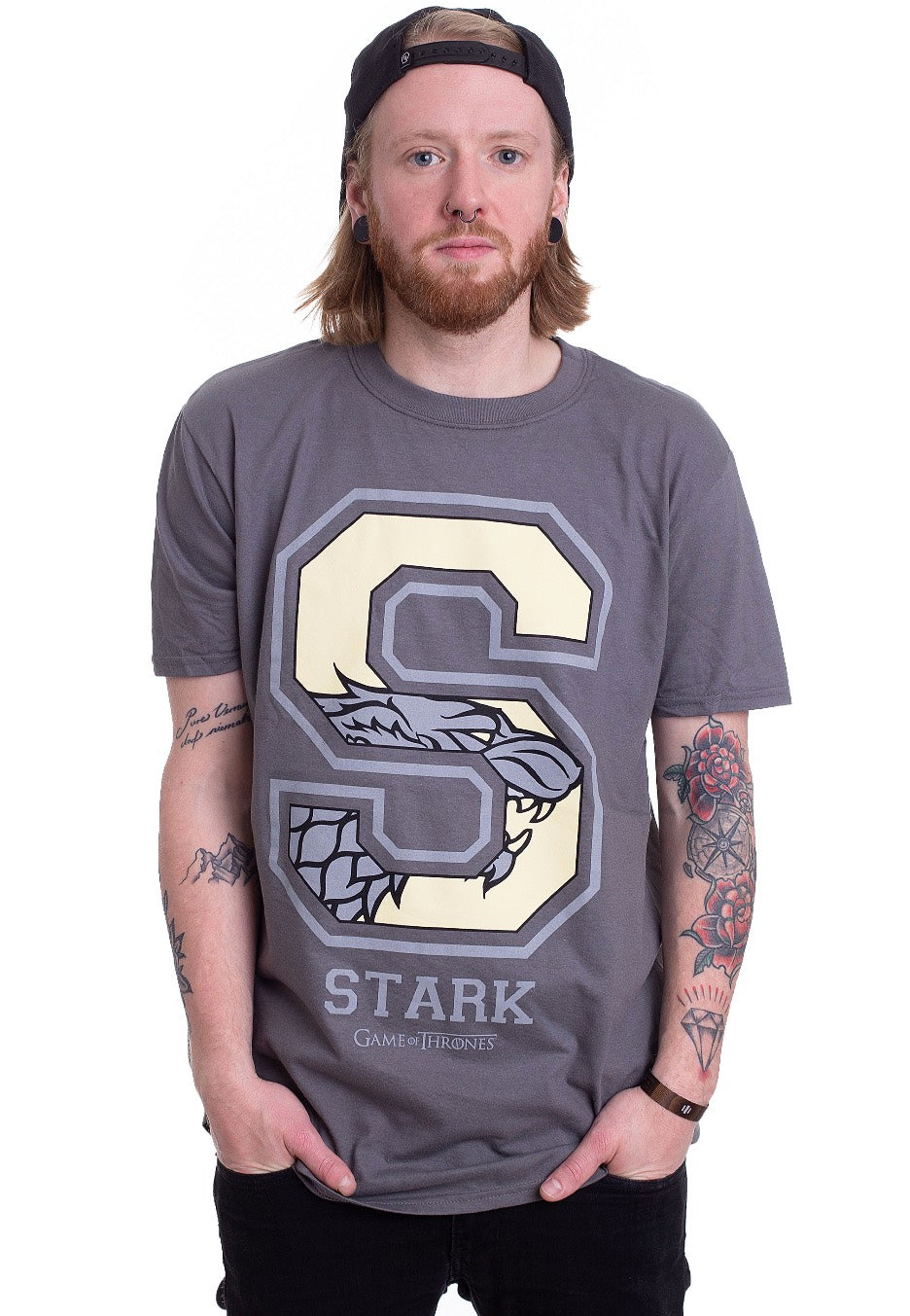 Game Of Thrones - Stark Varsity Charcoal - T-Shirt