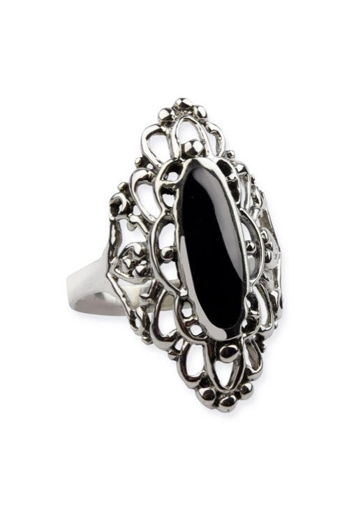 etNox - Big Black Ornament Silver - Ring
