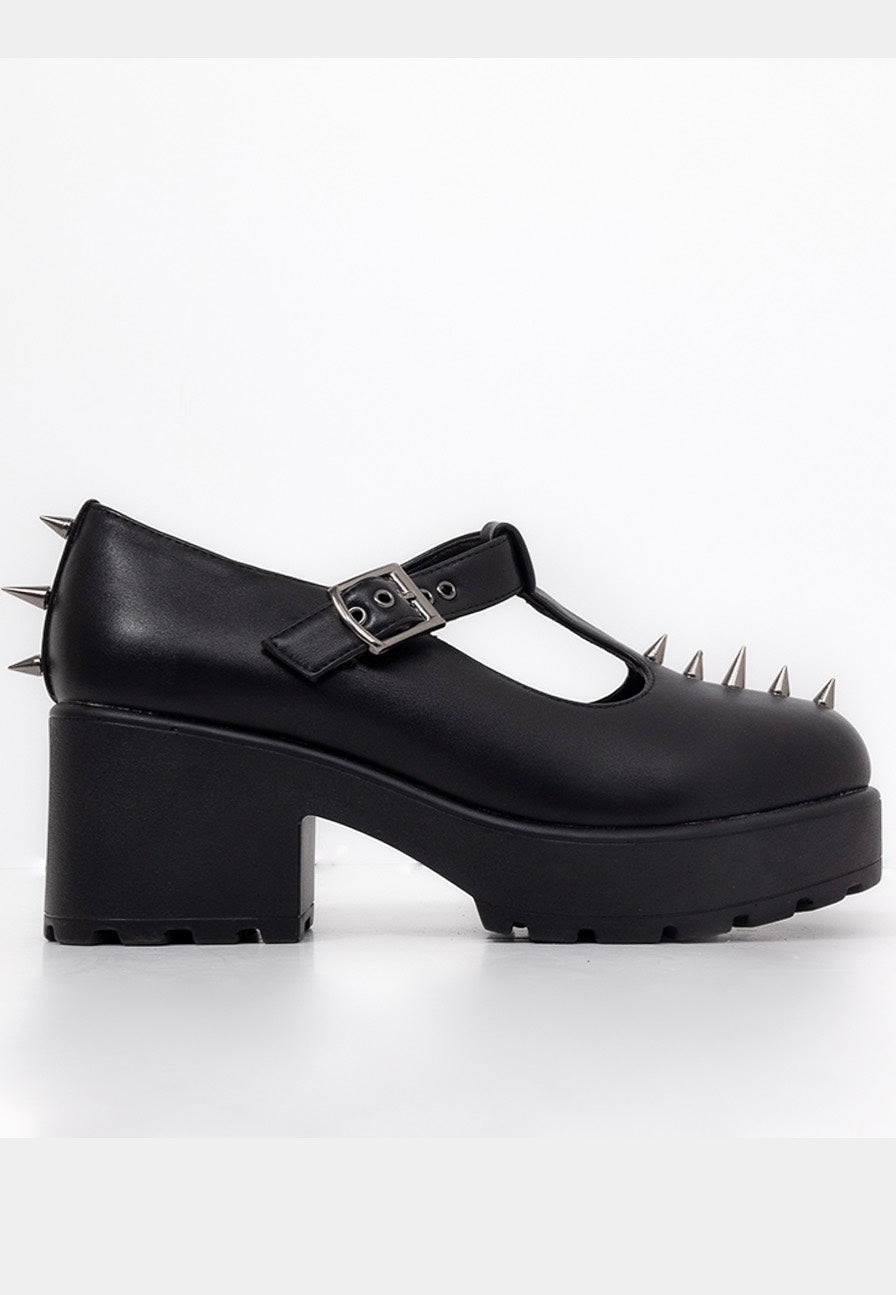 Koi Footwear - Sai Spike Mary Janes Deranged Gloom Edition Black - Girl Shoes