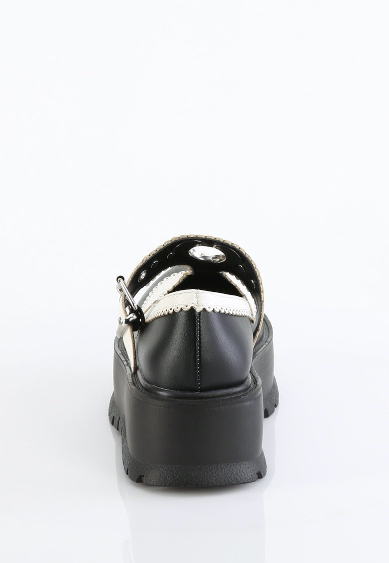 DemoniaCult - Slacker 23 Black/White Vegan Leather - Girl Sandals
