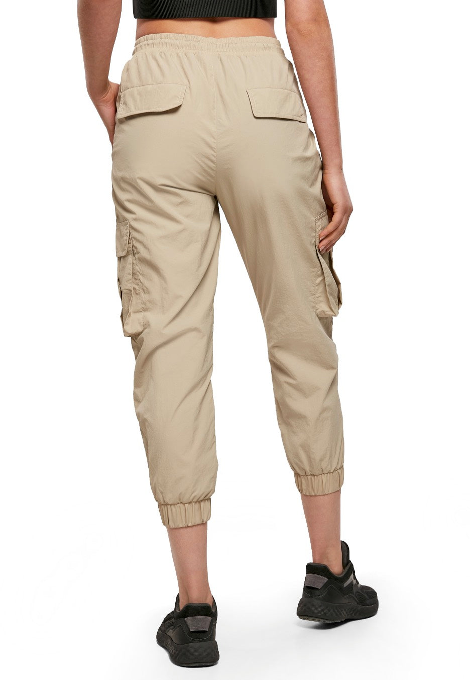 Urban Classics - Ladies High Waist Crinkle Nylon Cargo Concrete - Pants