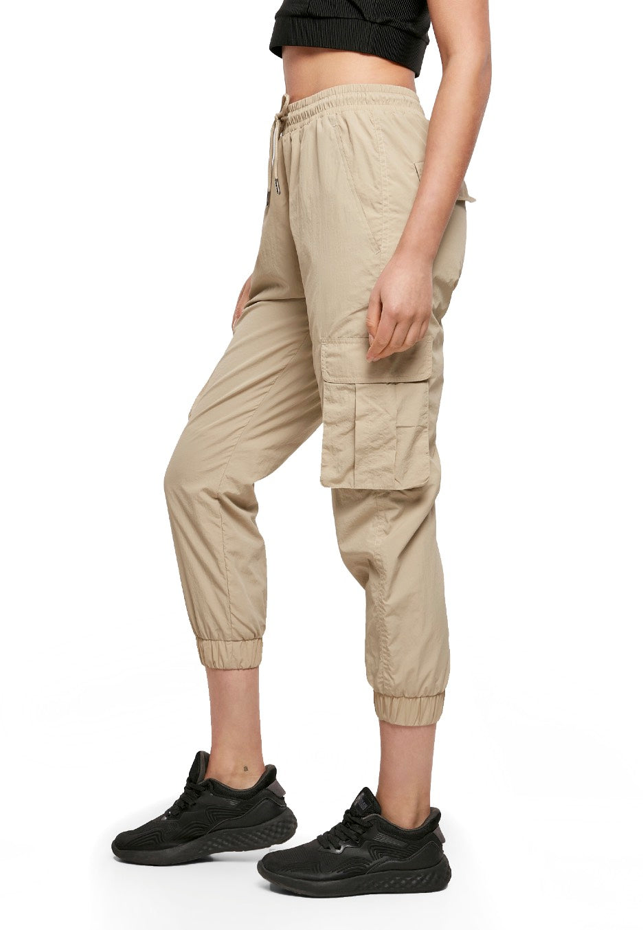 Urban Classics - Ladies High Waist Crinkle Nylon Cargo Concrete - Pants