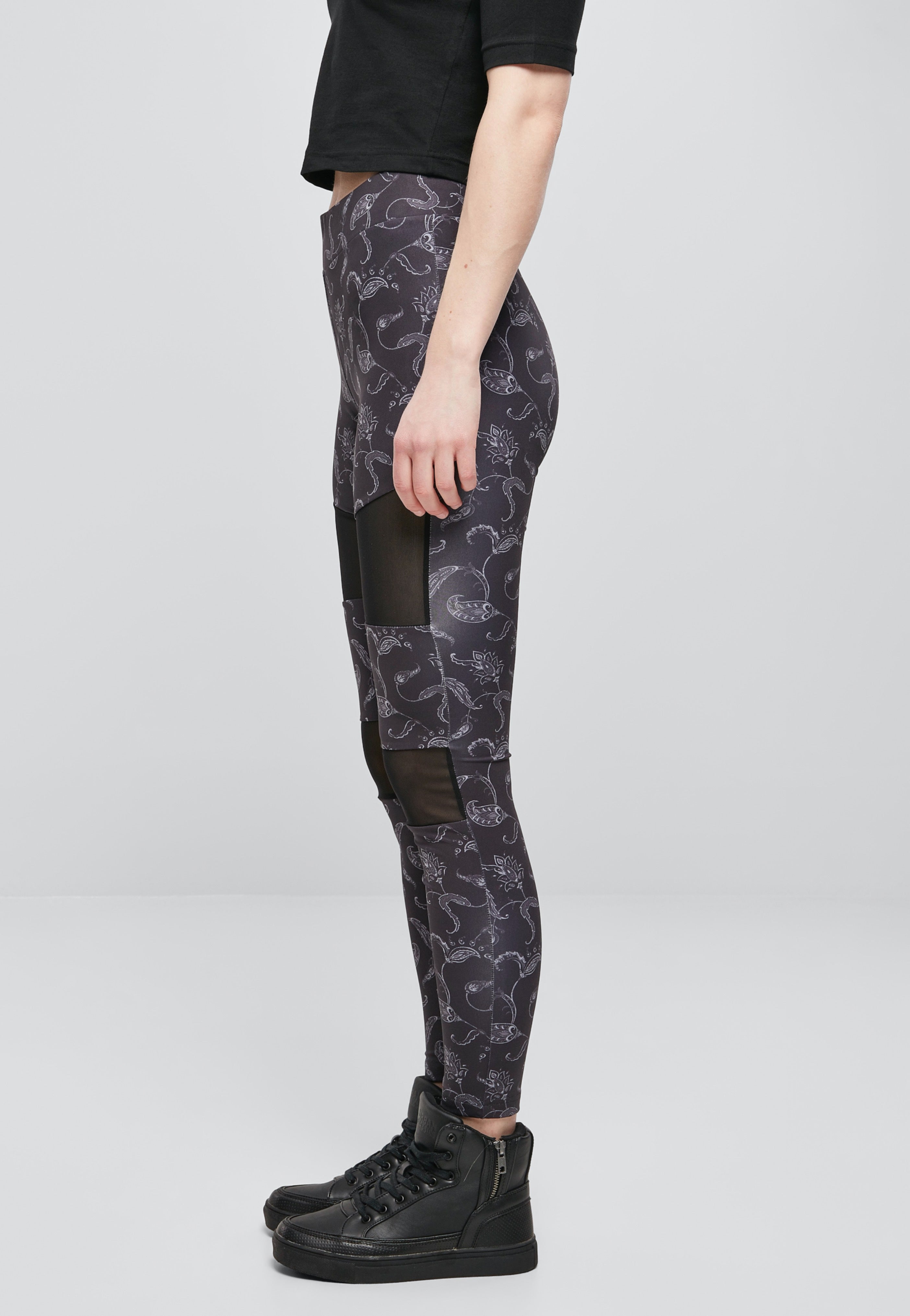 Urban Classics - Tech Mesh AOP Black Paisley - Leggings