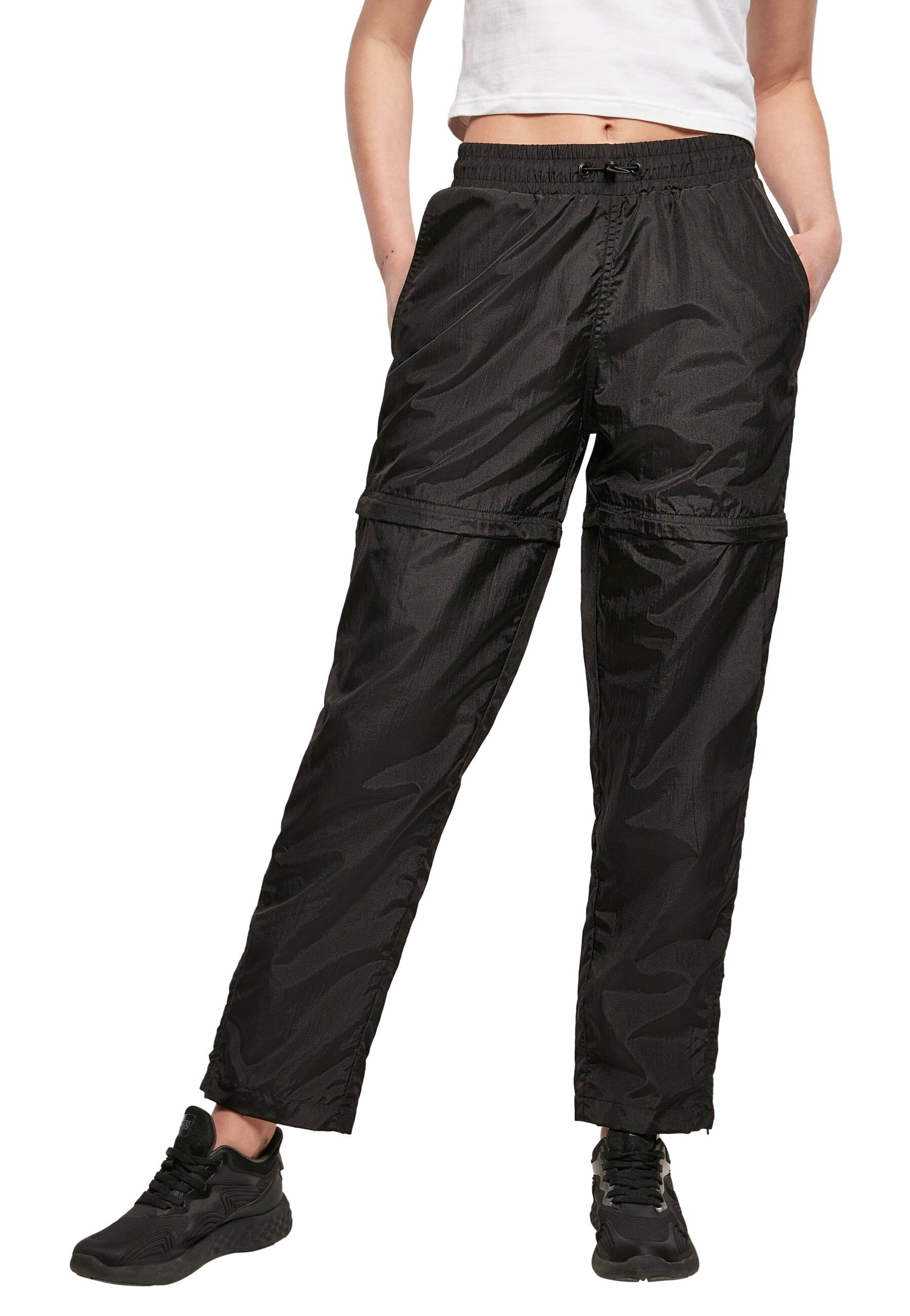 Urban Classics - Ladies Shiny Crinkle Nylon Zip Black - Pants