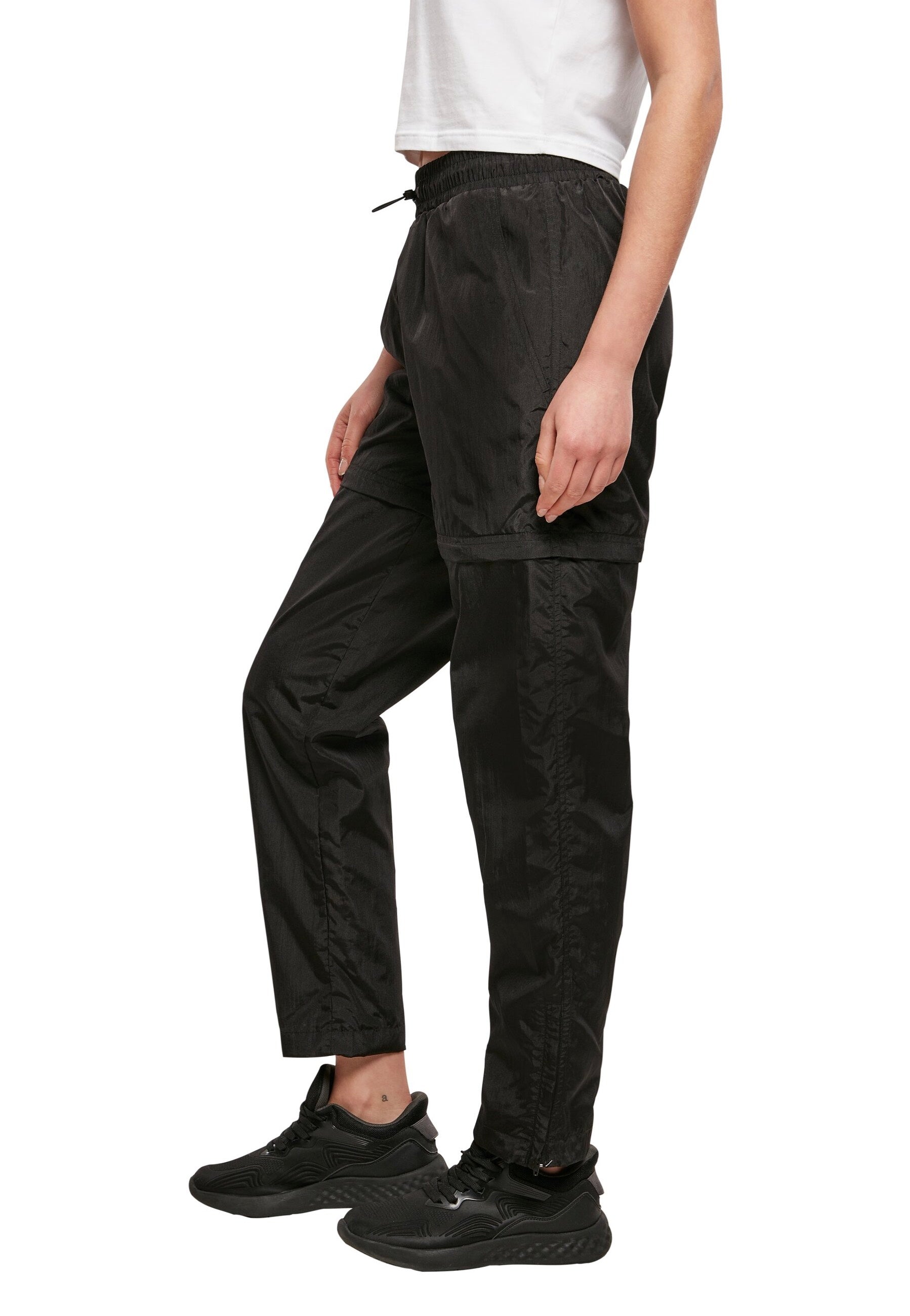 Urban Classics - Ladies Shiny Crinkle Nylon Zip Black - Pants