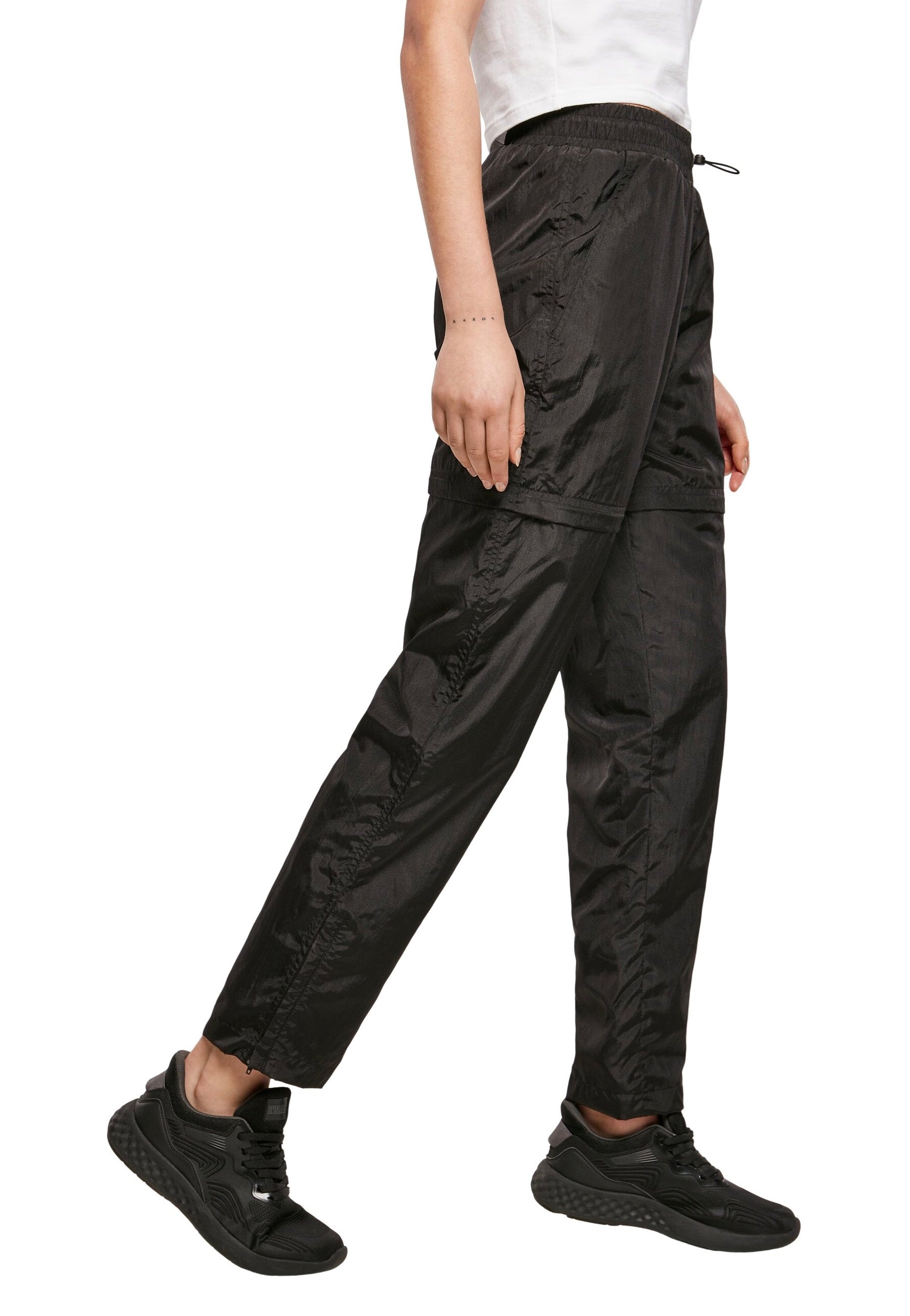 Urban Classics - Ladies Shiny Crinkle Nylon Zip Black - Pants