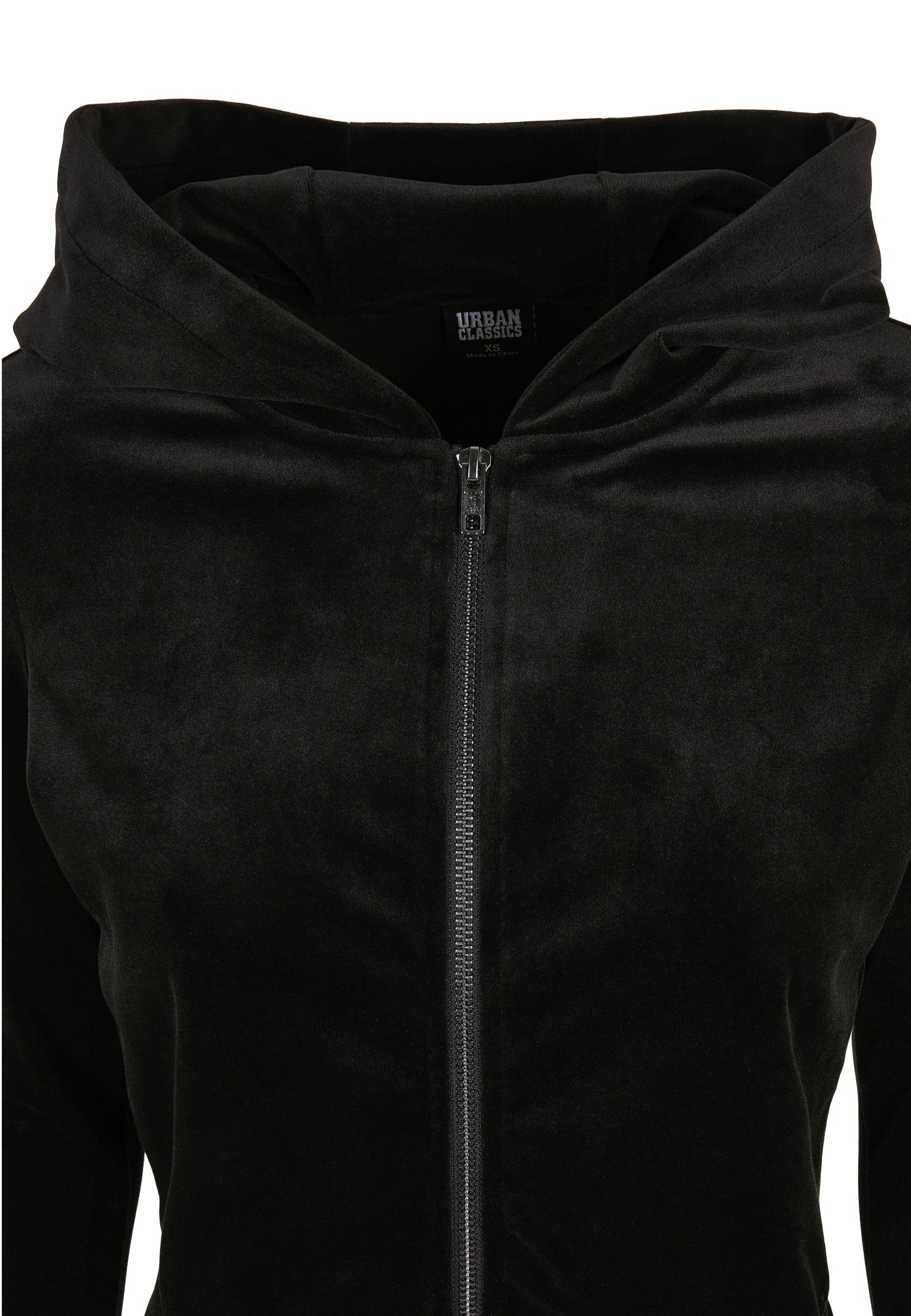 Urban Classics - Ladies Short Velvet Zip Black - Zipper