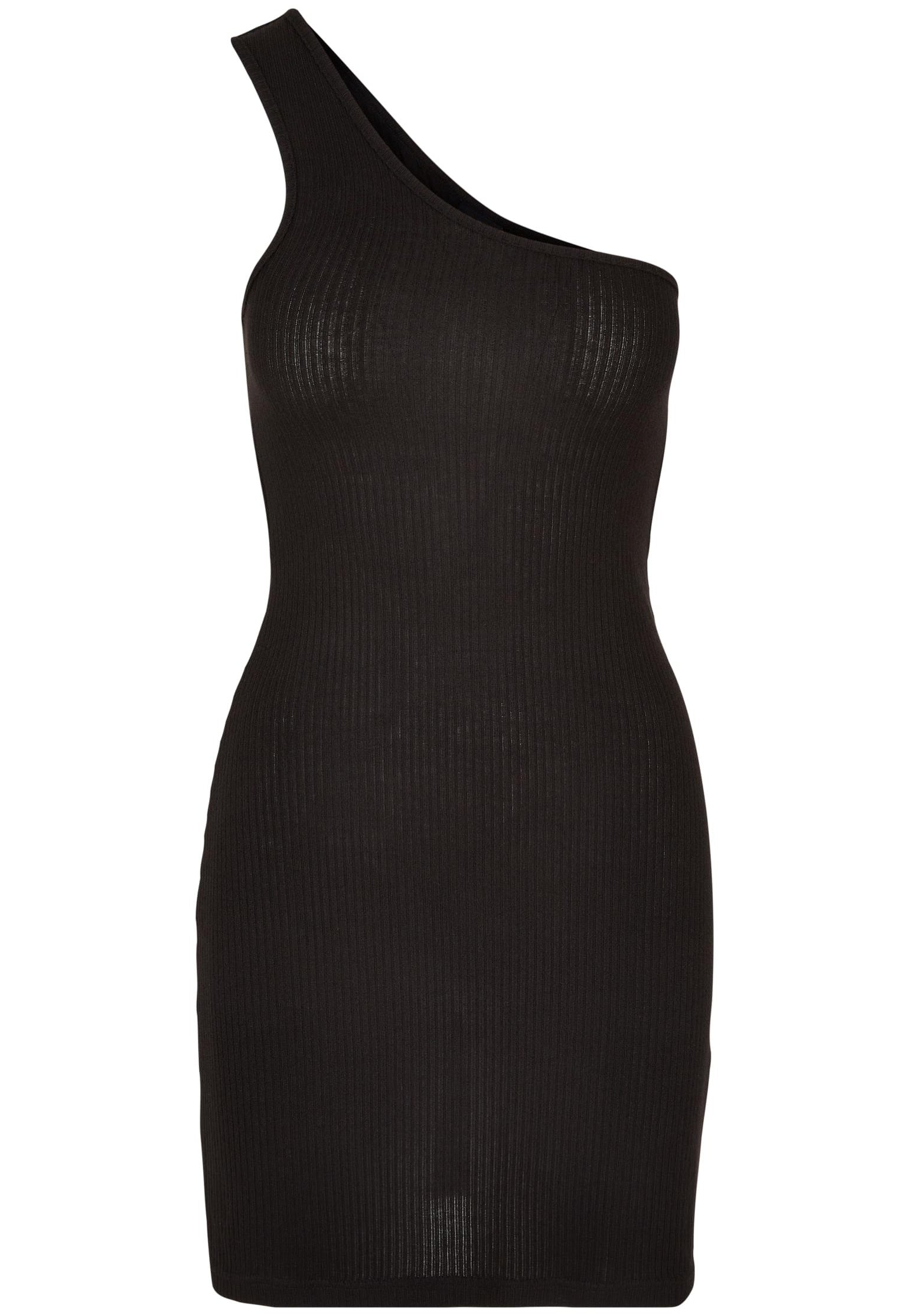 Urban Classics - Ladies Rib One Shoulder Black - Dress