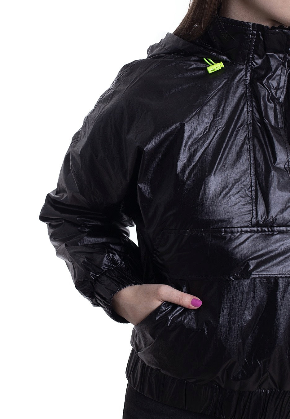 Urban Classics - Ladies Vanish Crinkle Pull Over Black - Windbreaker