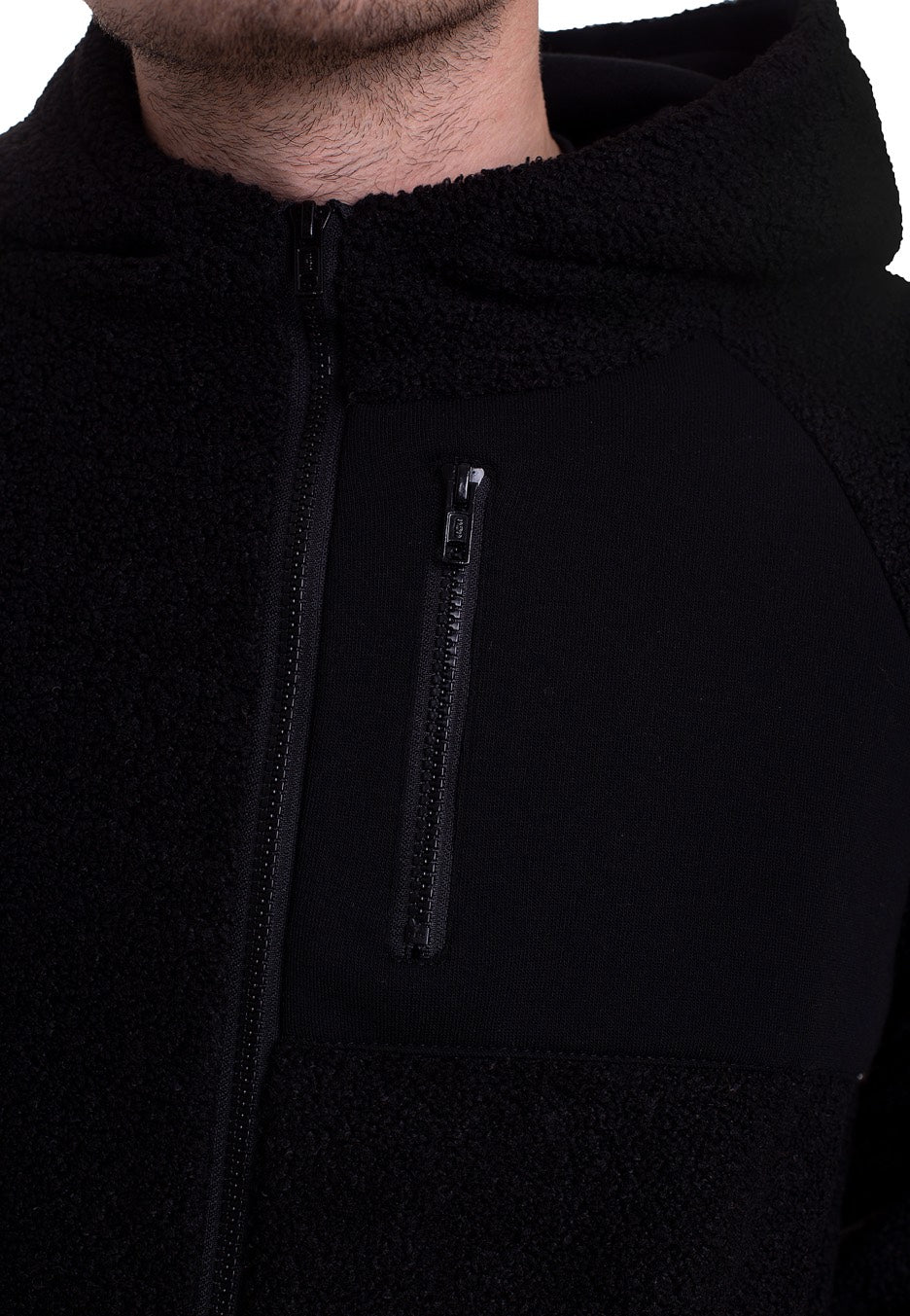 Urban Classics - Hooded Sherpa Zip Black - Jacket