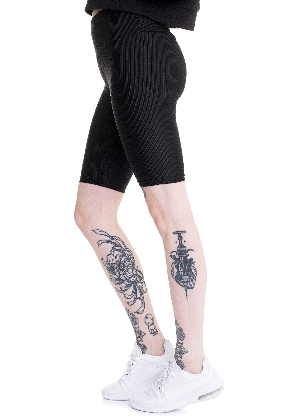 Urban Classics - Ladies High Waist Shiny Rib Cycle Black - Shorts