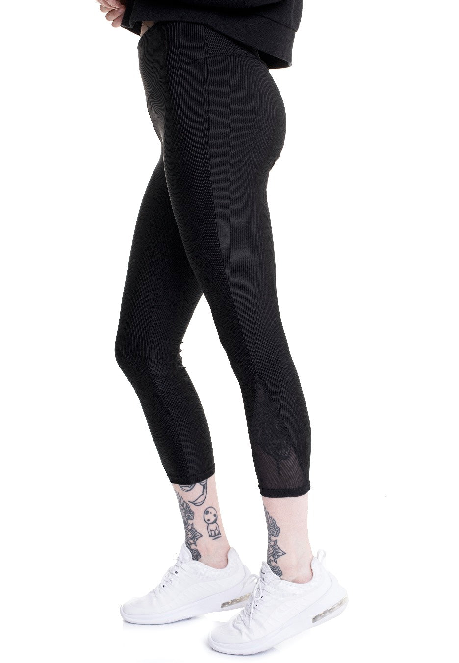 Urban Classics - Ladies High Waist Shiny Rib Pedal Pusher Black - Leggings