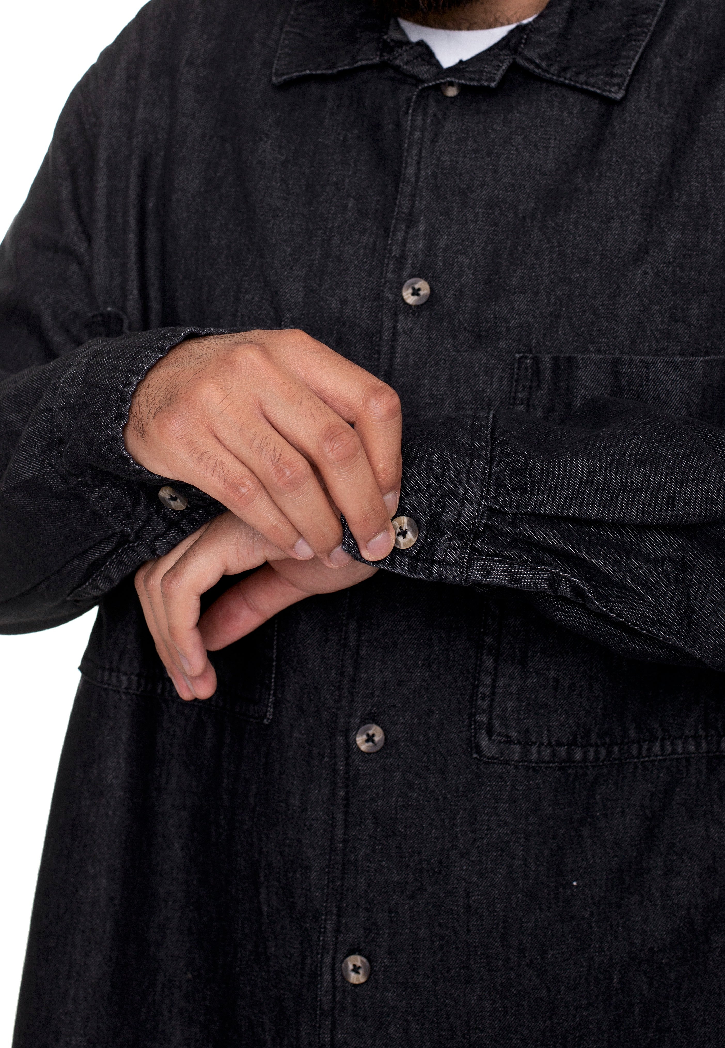 Urban Classics - Oversized Denim Black Stone Washed - Shirt