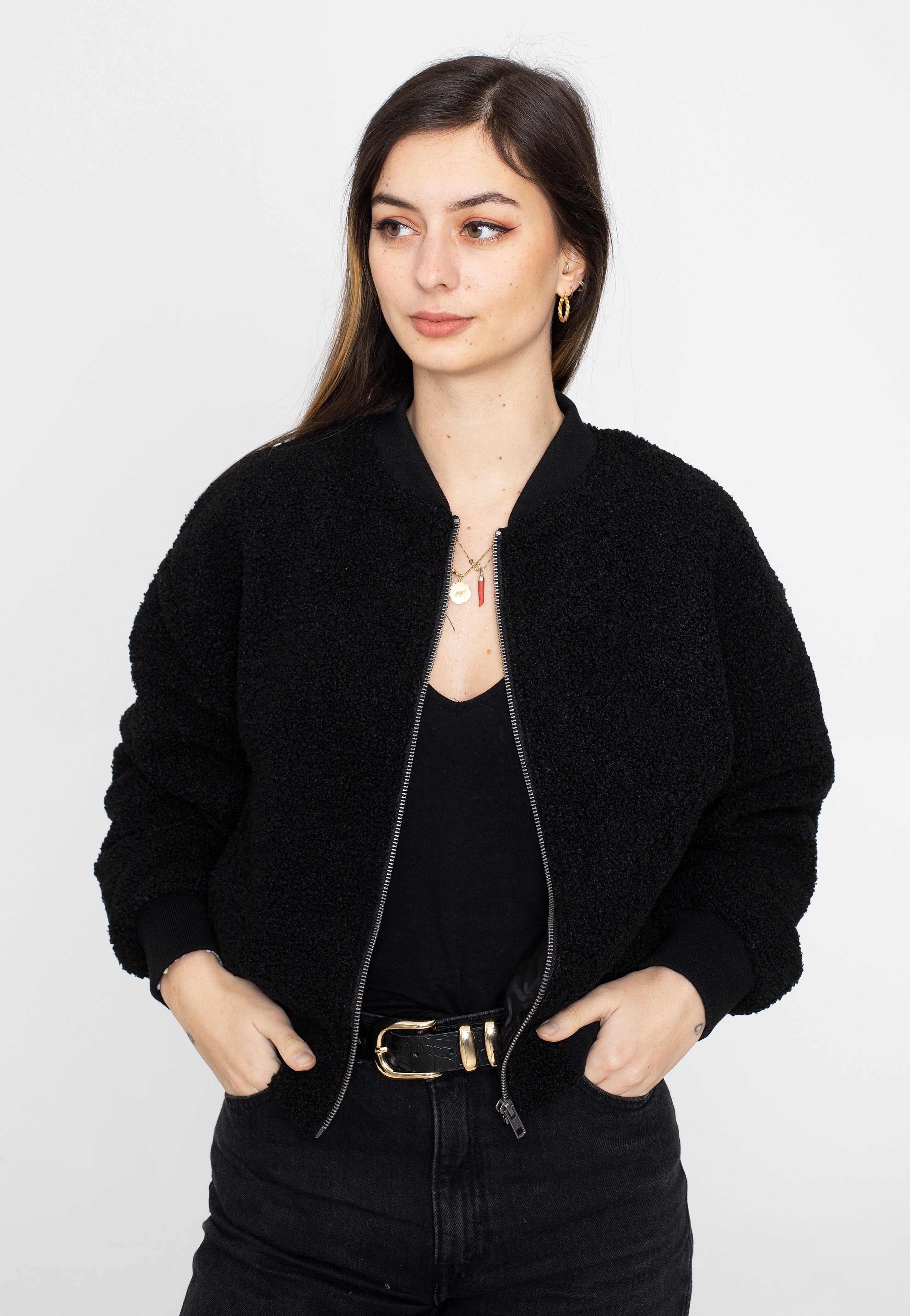 Urban Classics - Oversized Sherpa Bomber Black - Jacket