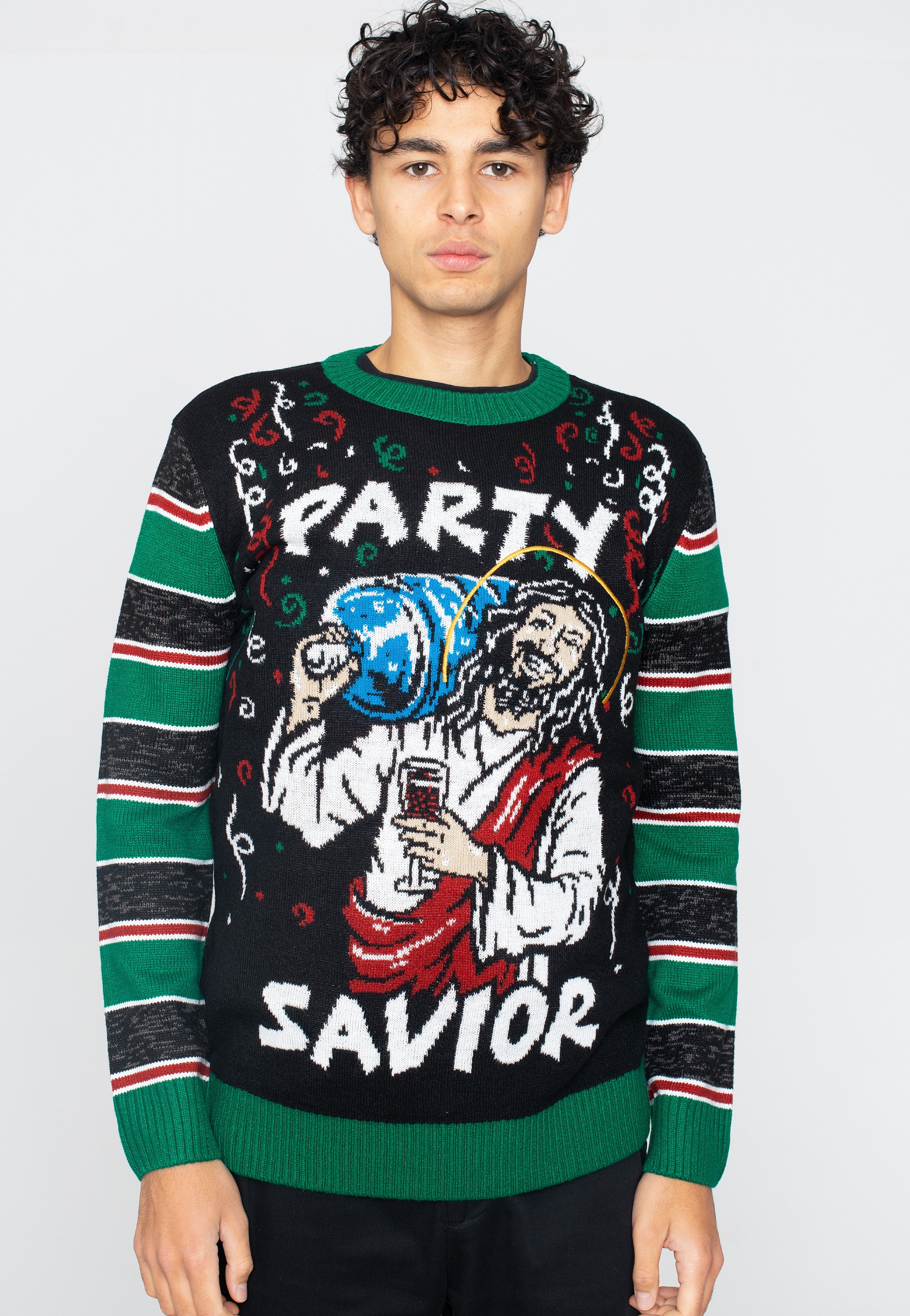 Urban Classics - Savior Christmas Black/X-Mas Green - Pullover