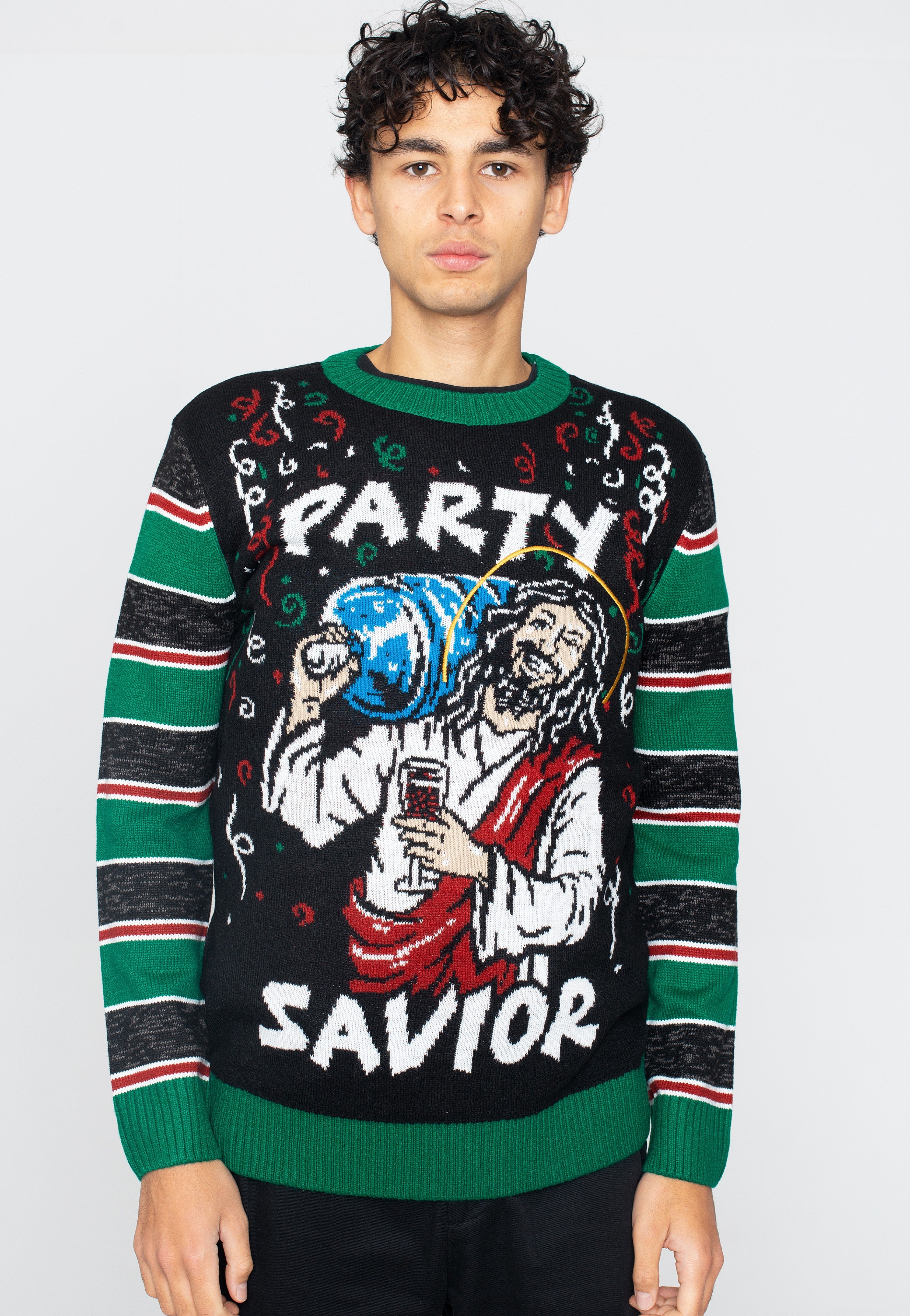 Urban Classics - Savior Christmas Black/X-Mas Green - Pullover