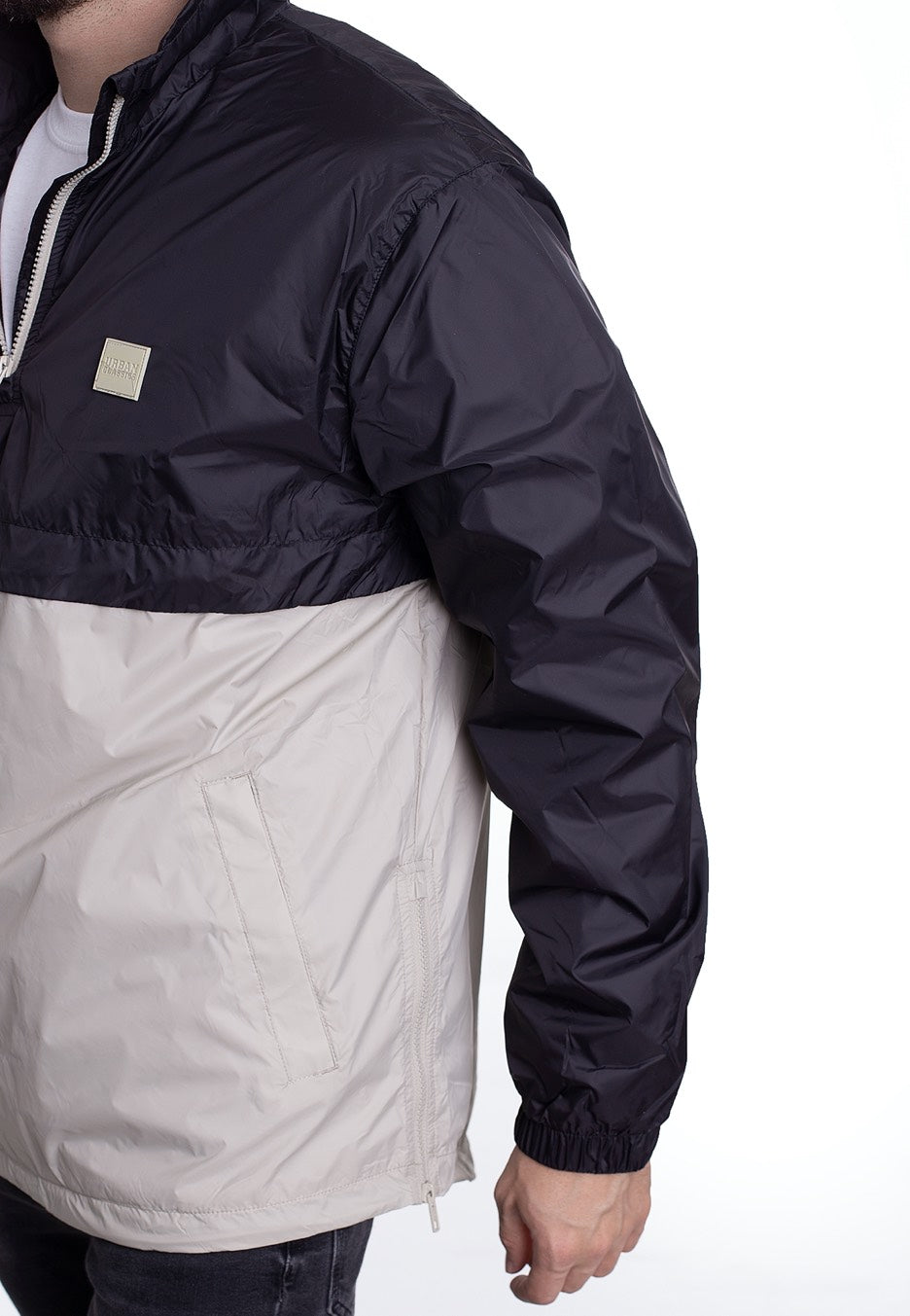 Urban Classics - Stand Up Collar Pull Over Black/Concrete - Windbreaker