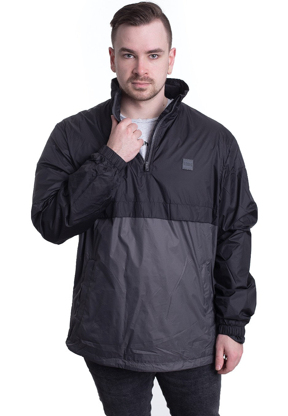 Urban Classics - Stand Up Collar Pull Over Black/Darkshadow - Windbreaker
