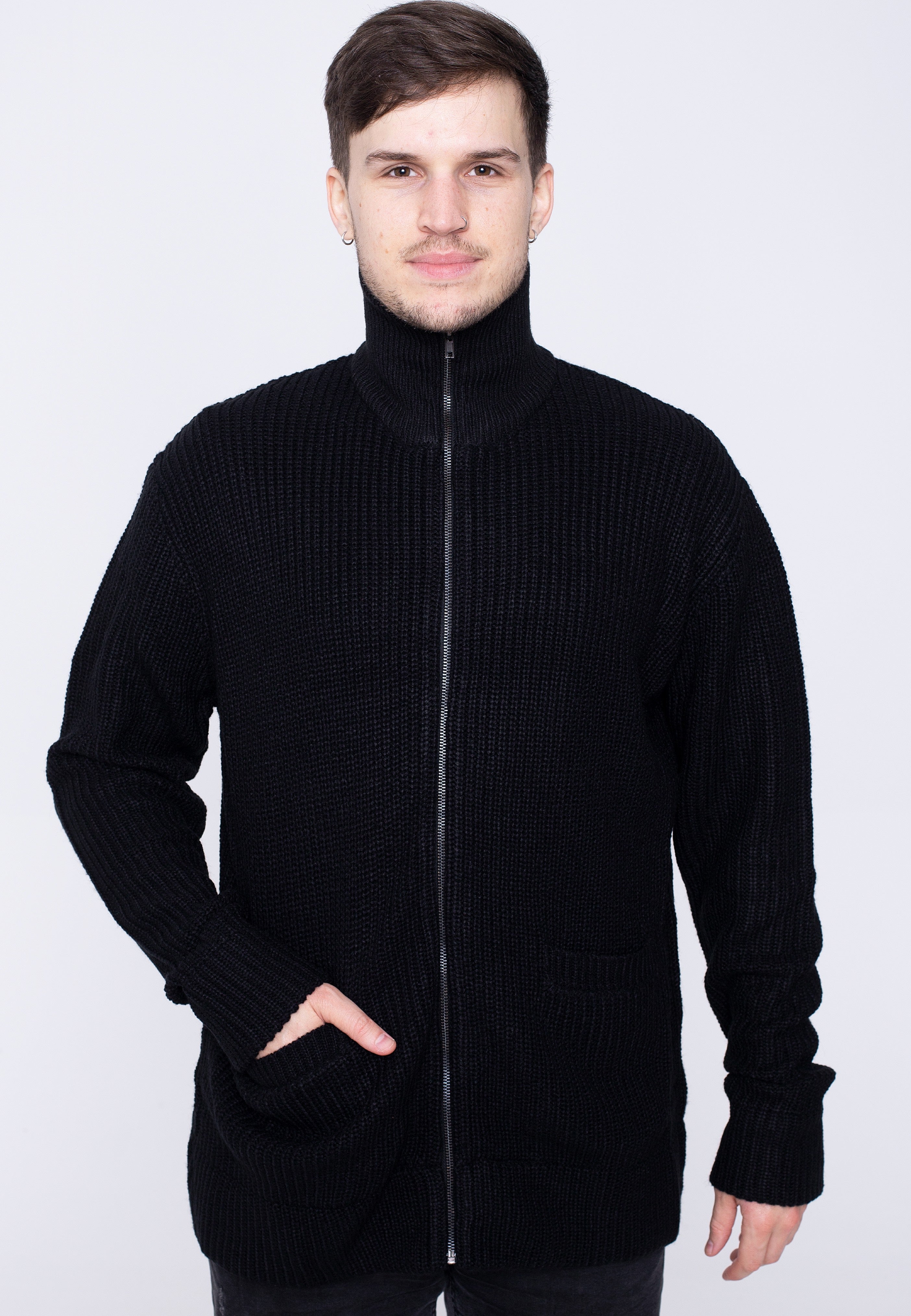 Urban Classics - Zip Black - Cardigan