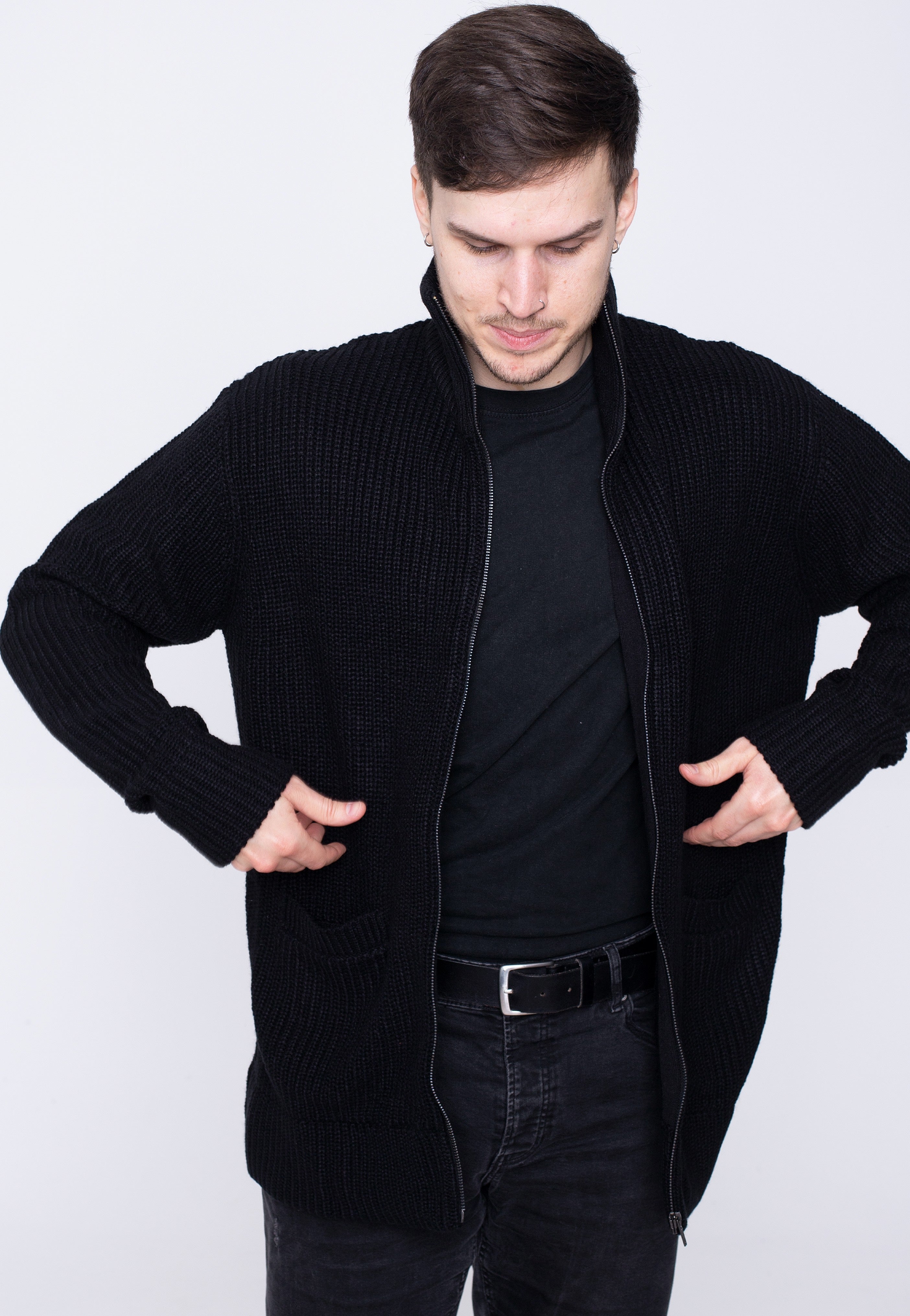 Urban Classics - Zip Black - Cardigan